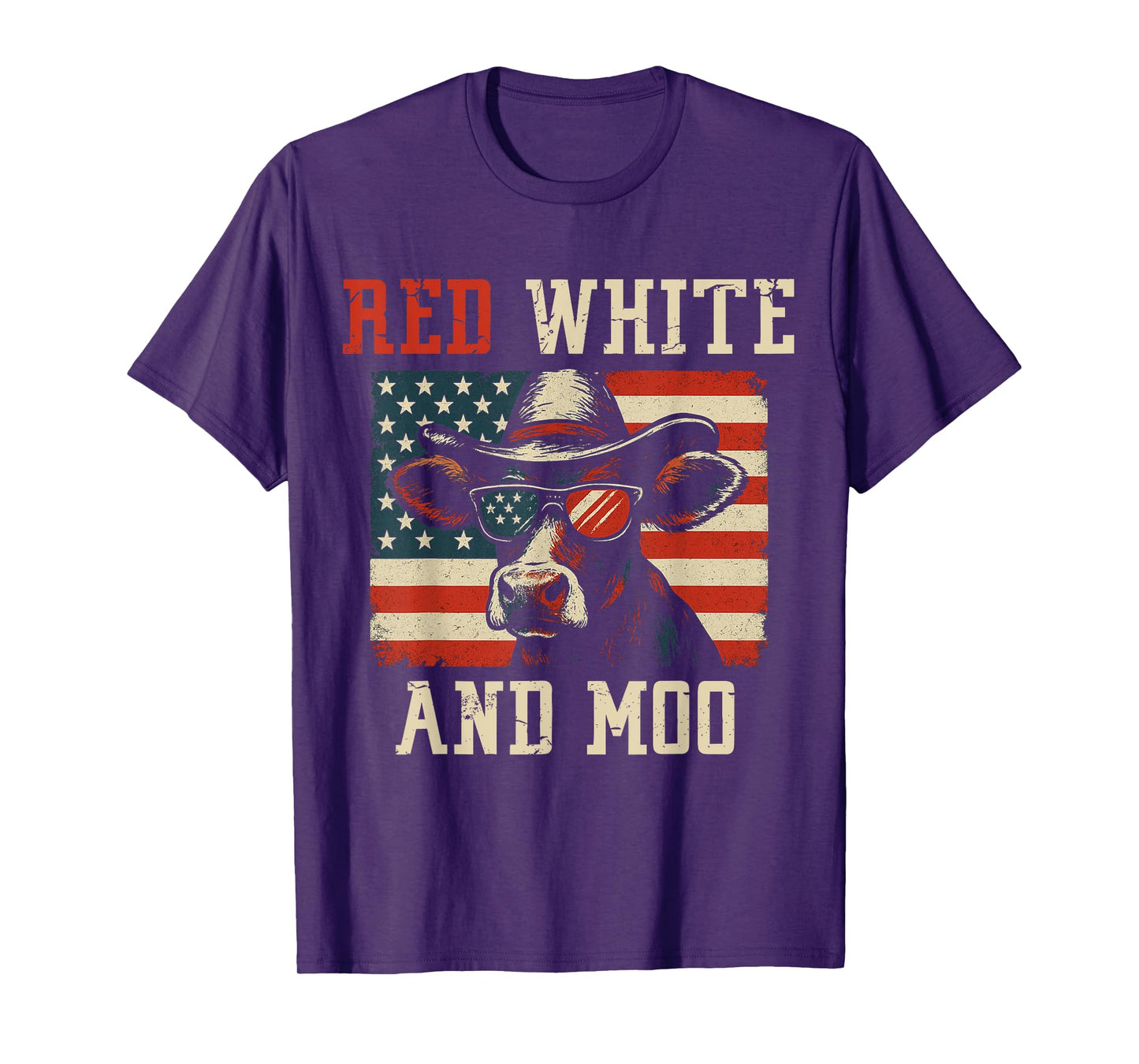 Red, White and Moo Funny Cow American Flag Patriotic T-Shirt