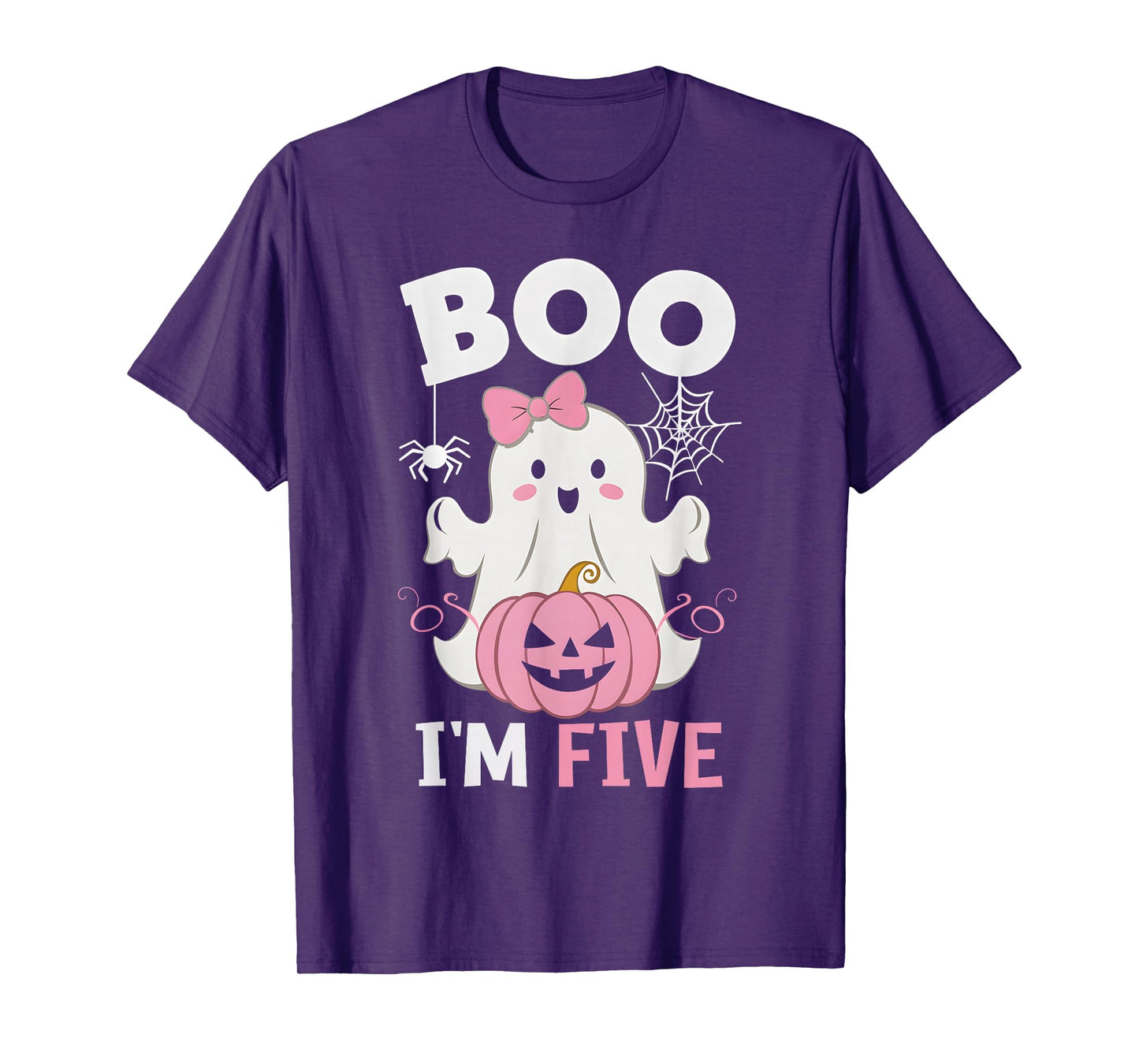 Ghost Boo I'm Five Year 5th Birthday Girls Halloween Groovy T-Shirt