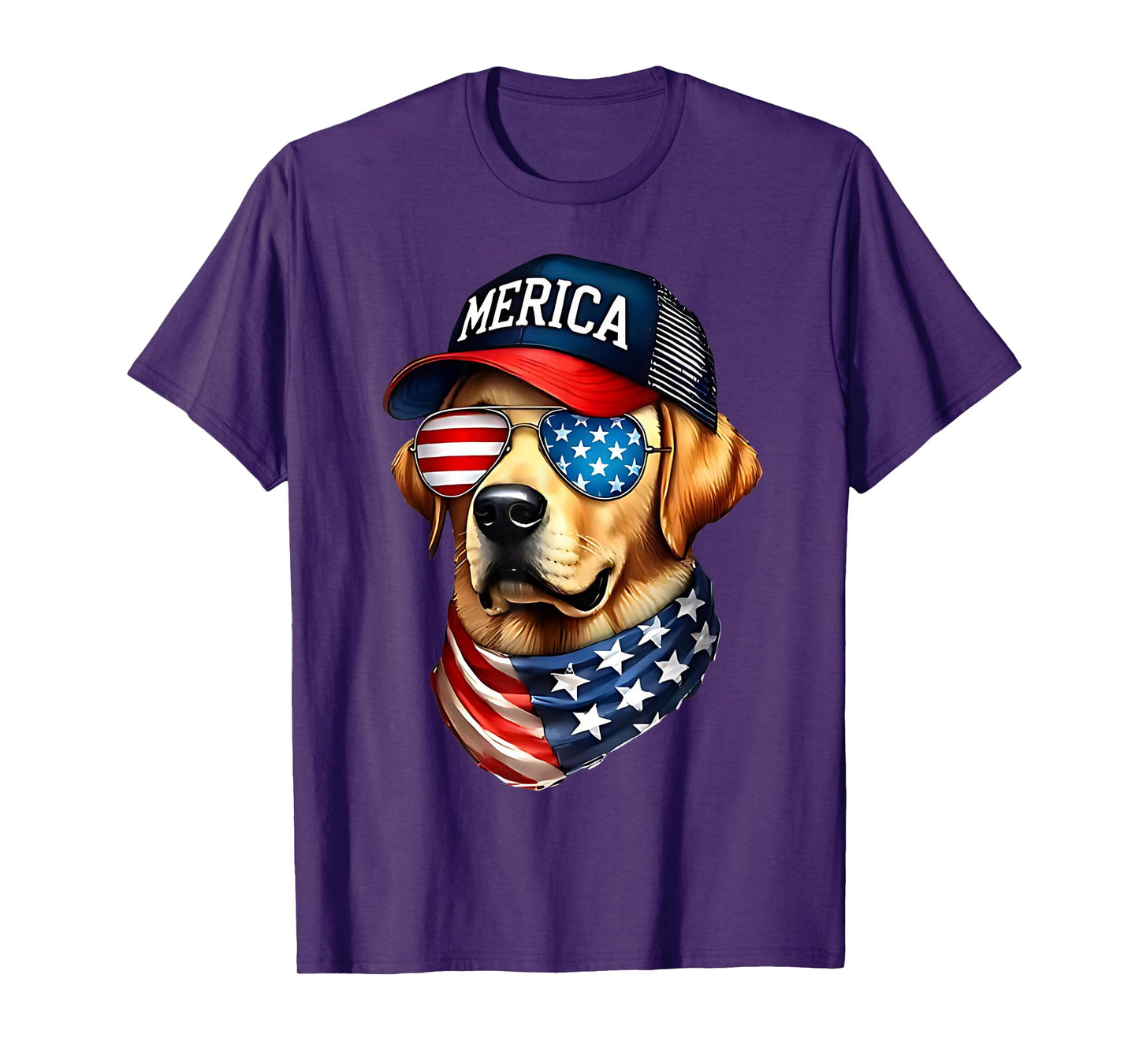 Yellow Labrador Retriever 4th of July Merica USA Flag Lab T-Shirt