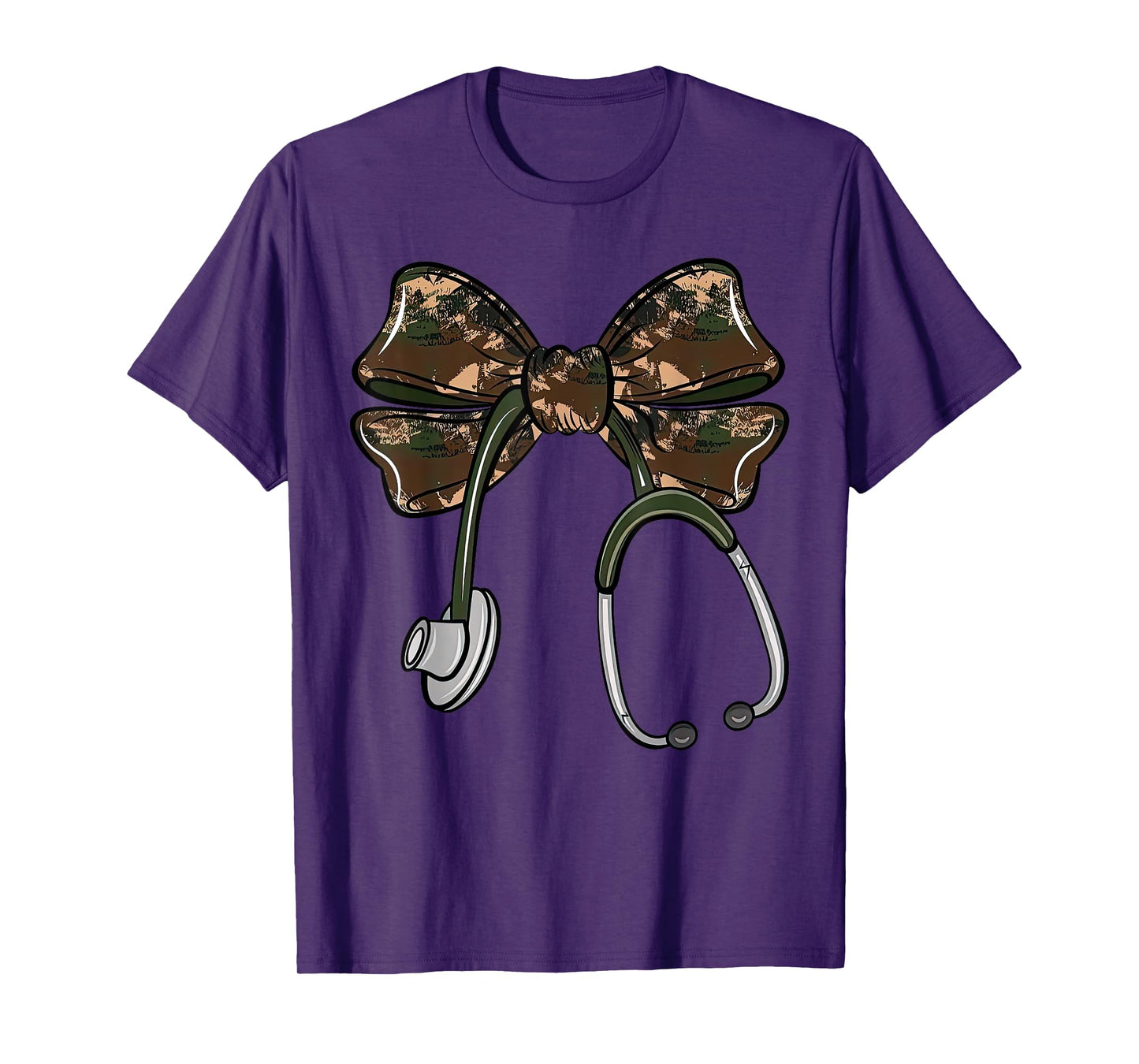 Cute Camo Nurse Coquette Bow Stethoscope Registered Nurse T-Shirt
