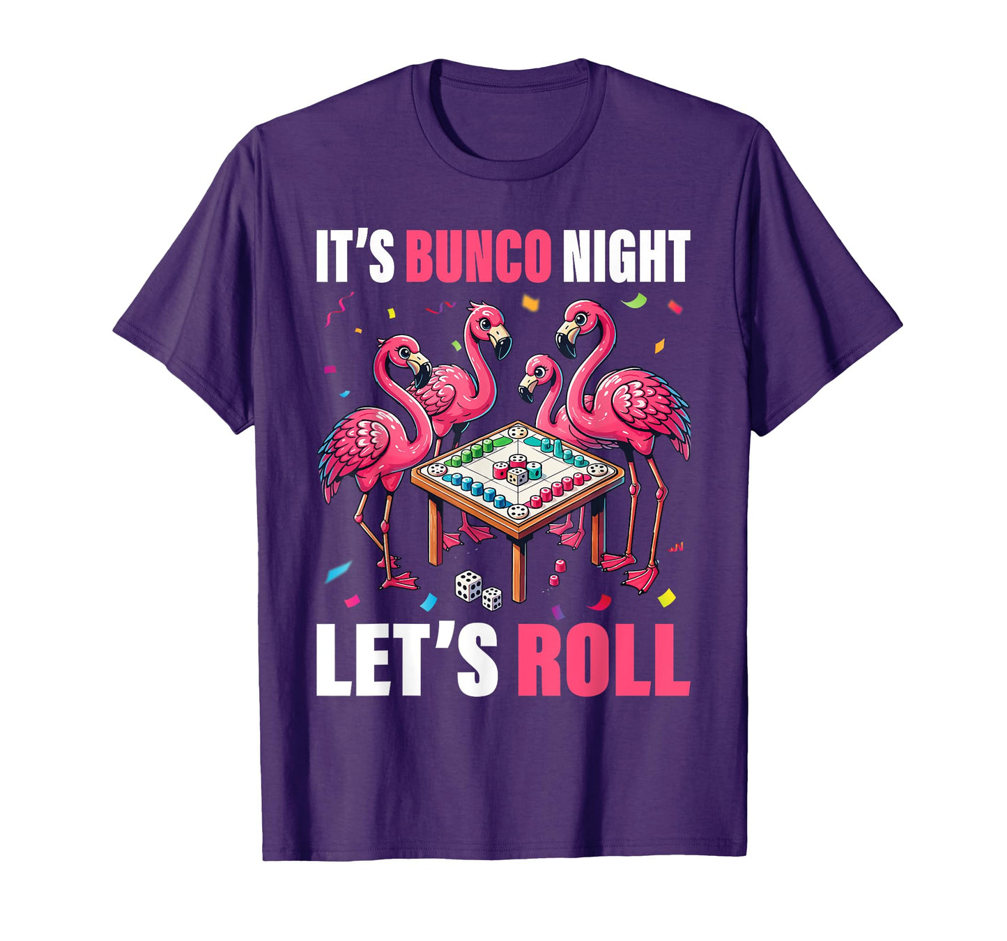 Flamingo Lover Gift Co. Bunco Night Flamingo Bunco Group Unisex-Adults Kids T-Shirt Black Short Sleeve Graphic T-Shirt