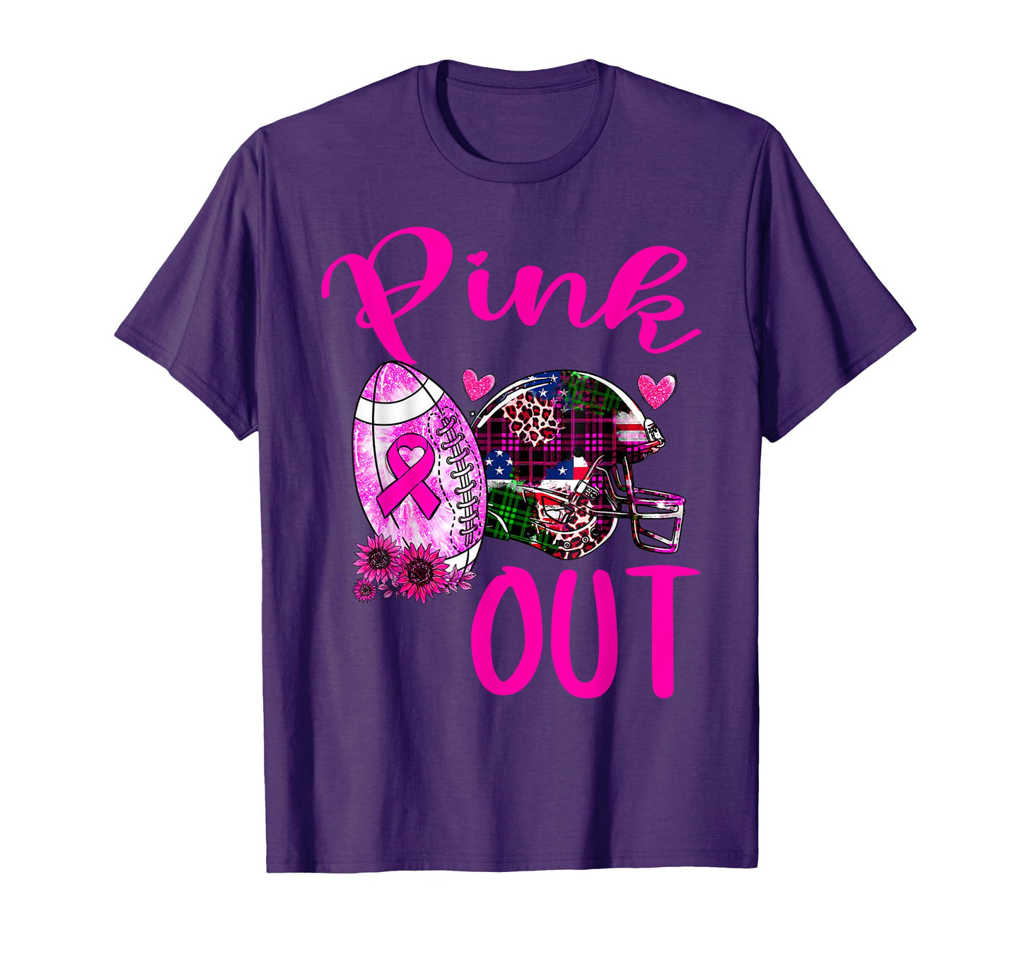 Pink Out Breast Cancer Awareness Bleached Football Mom Girls T-Shirt
