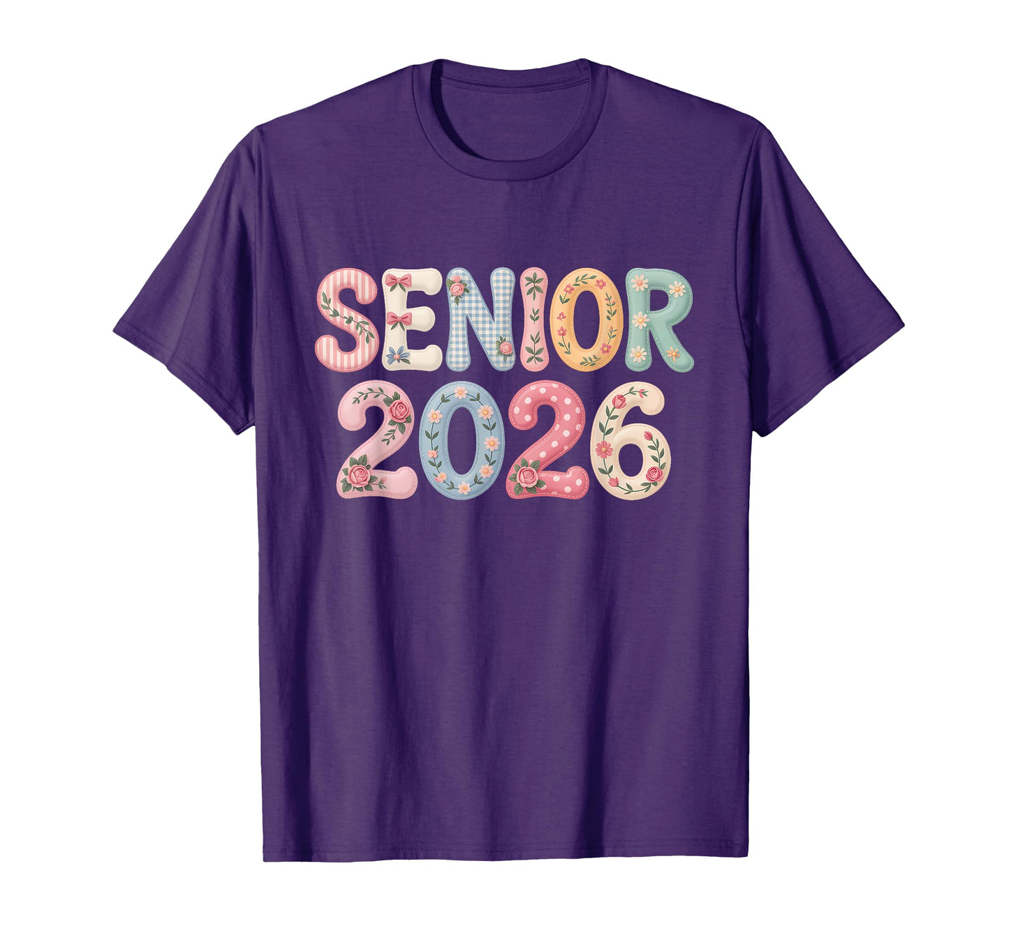 Senior 2026 Graduation Class of 2026 Senior Floral Patchwork T-Shirt