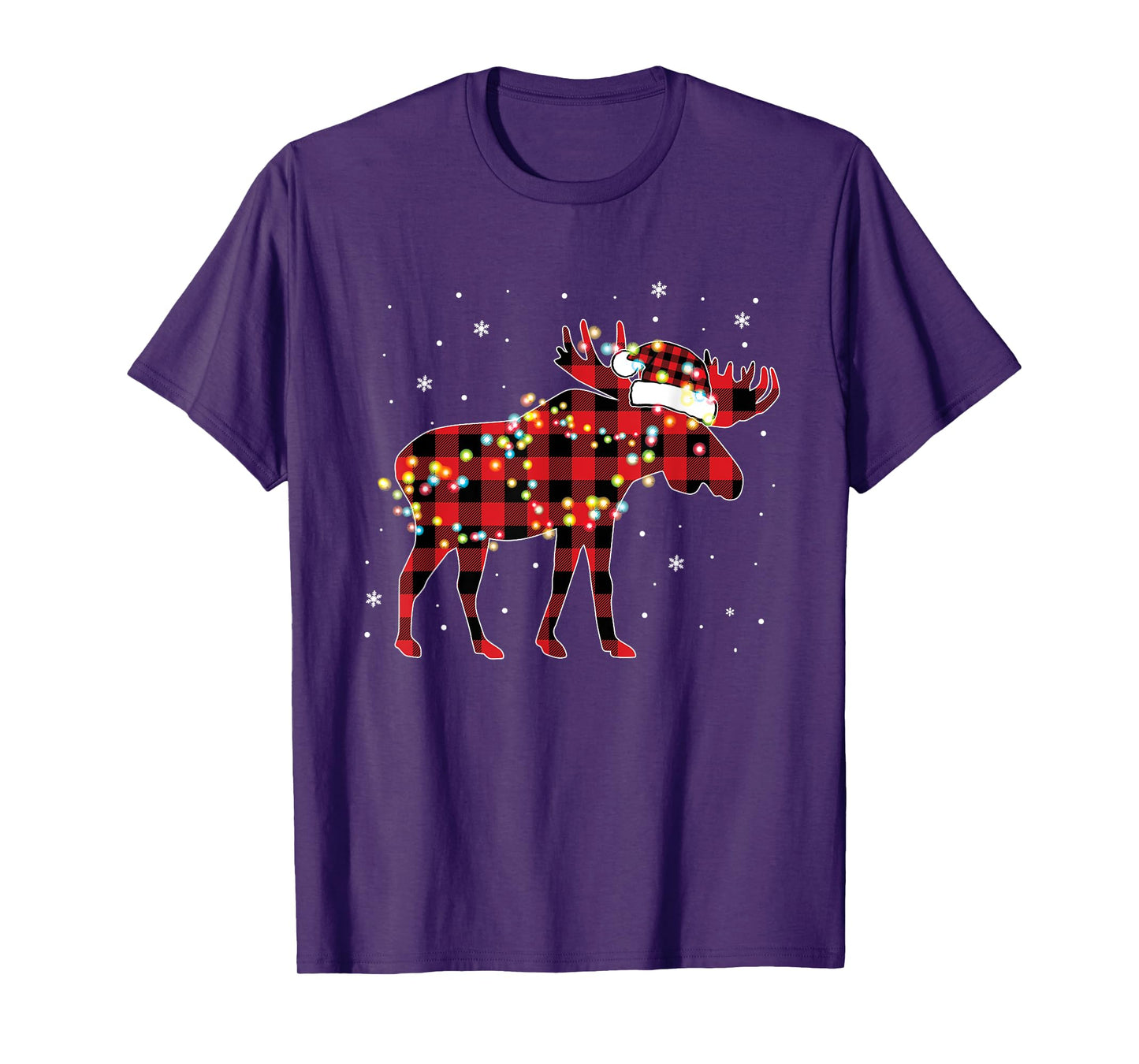 Moose Christmas Red Plaid Buffalo Pajama Matching T-Shirt