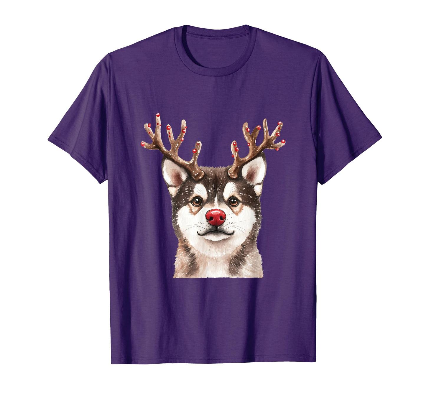 Akita Reindeer Christmas Lights Dog Lover Xmas Pajama T-Shirt