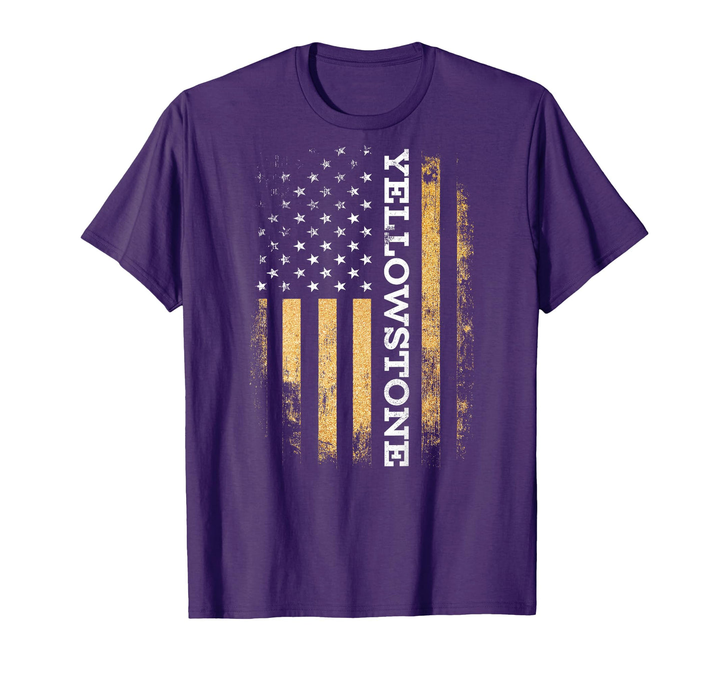 Funny Yellow Stone Flag Yellowstone American Flag (on back) T-Shirt