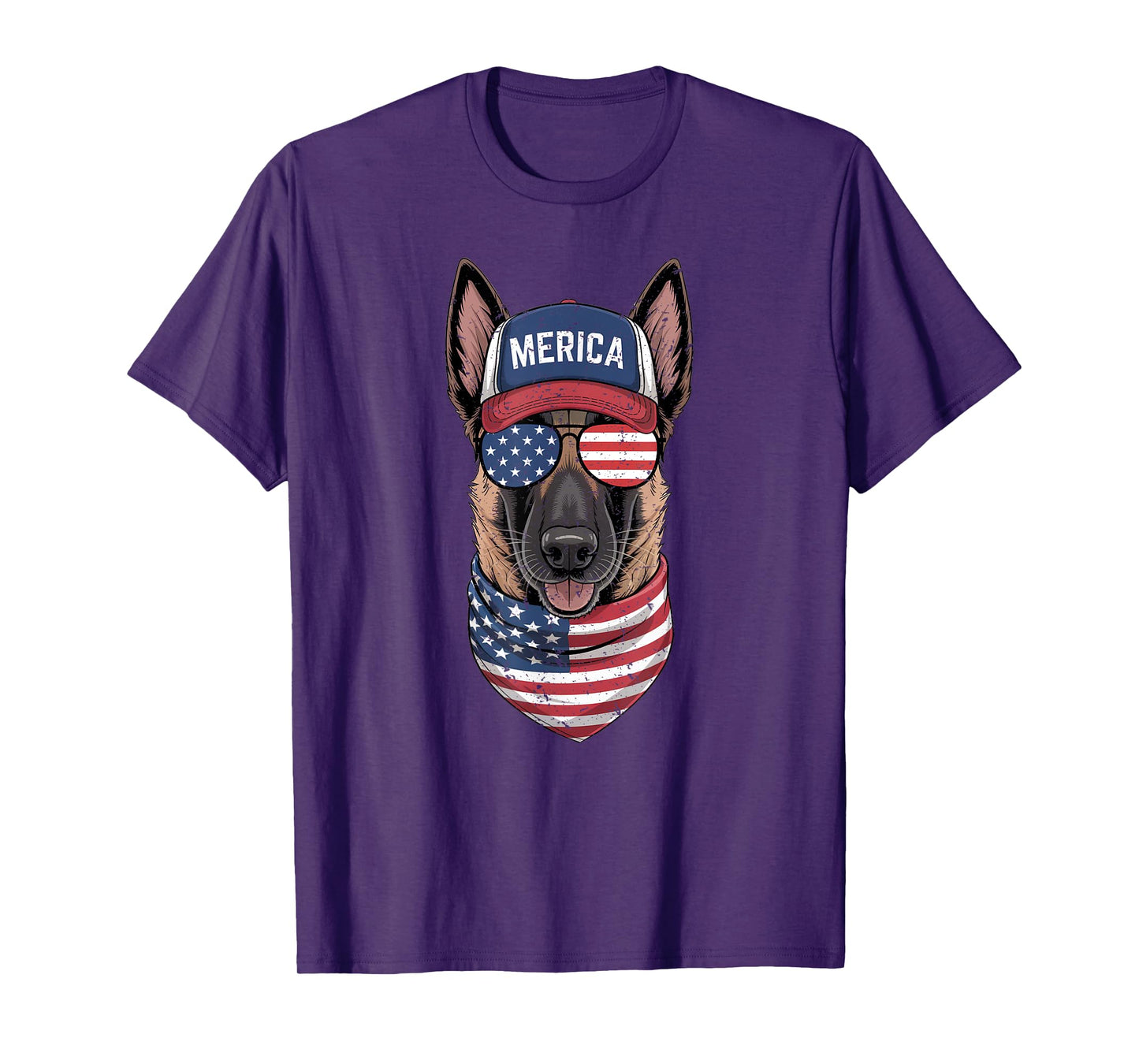 Belgian Malinois 4th of July US American Flag Dog Patriotic T-Shirt