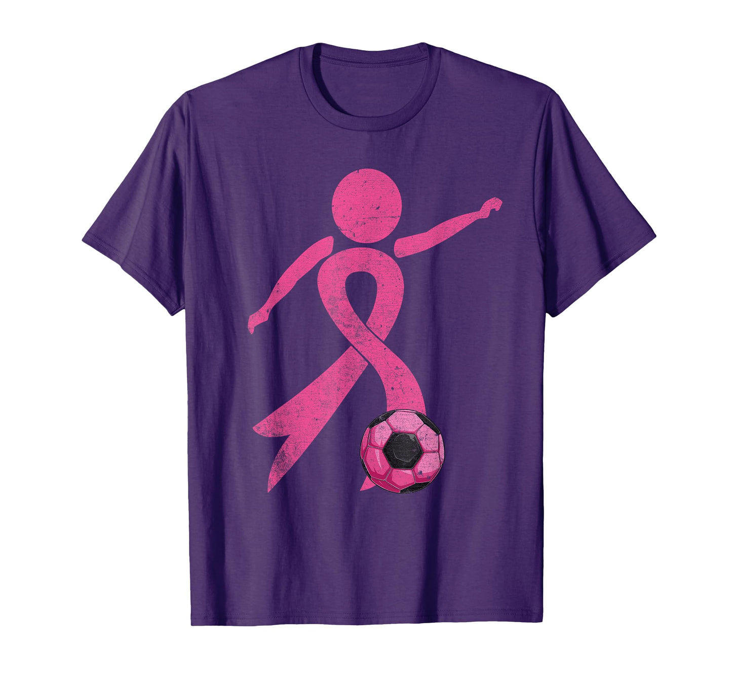 Retro Soccer Pink Ribbon Breast Cancer Awareness Sport T-Shirt