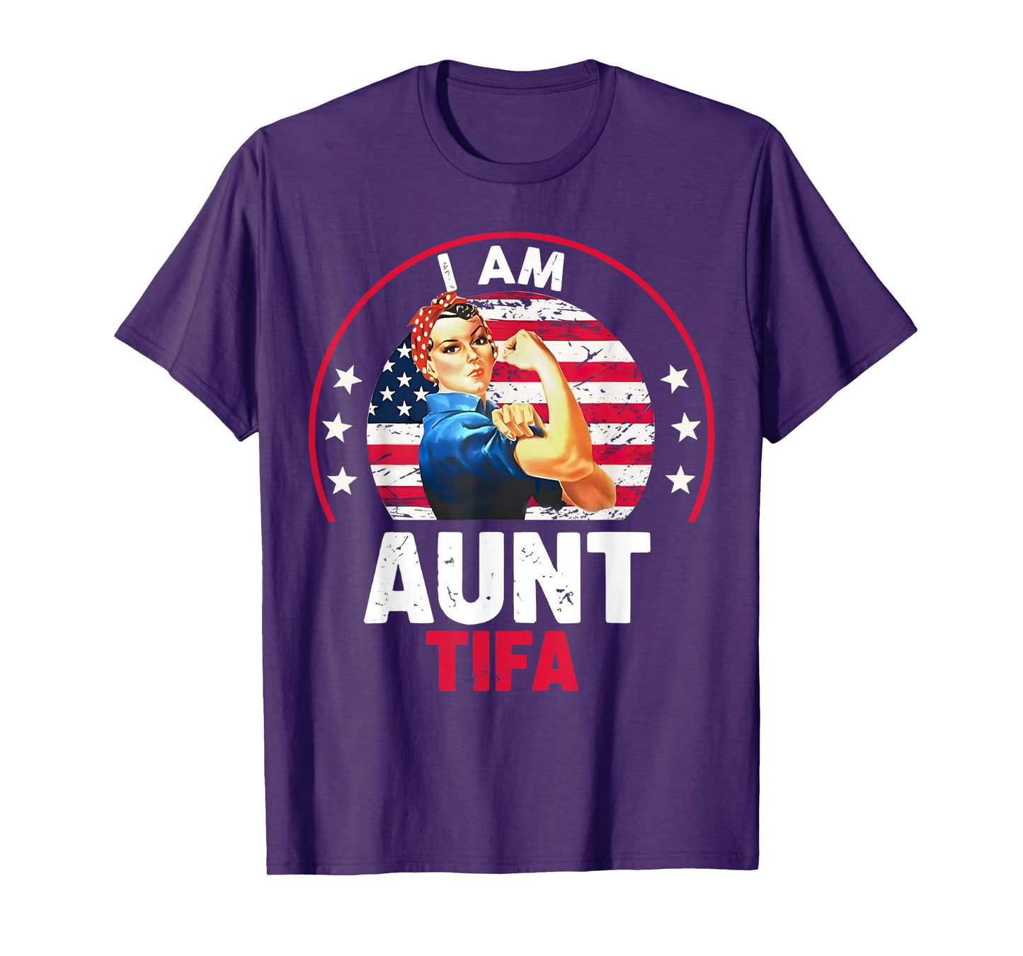 Vintage I Am Aunt Tifa Woman's Girl Aunt Tifa America Flag T-Shirt