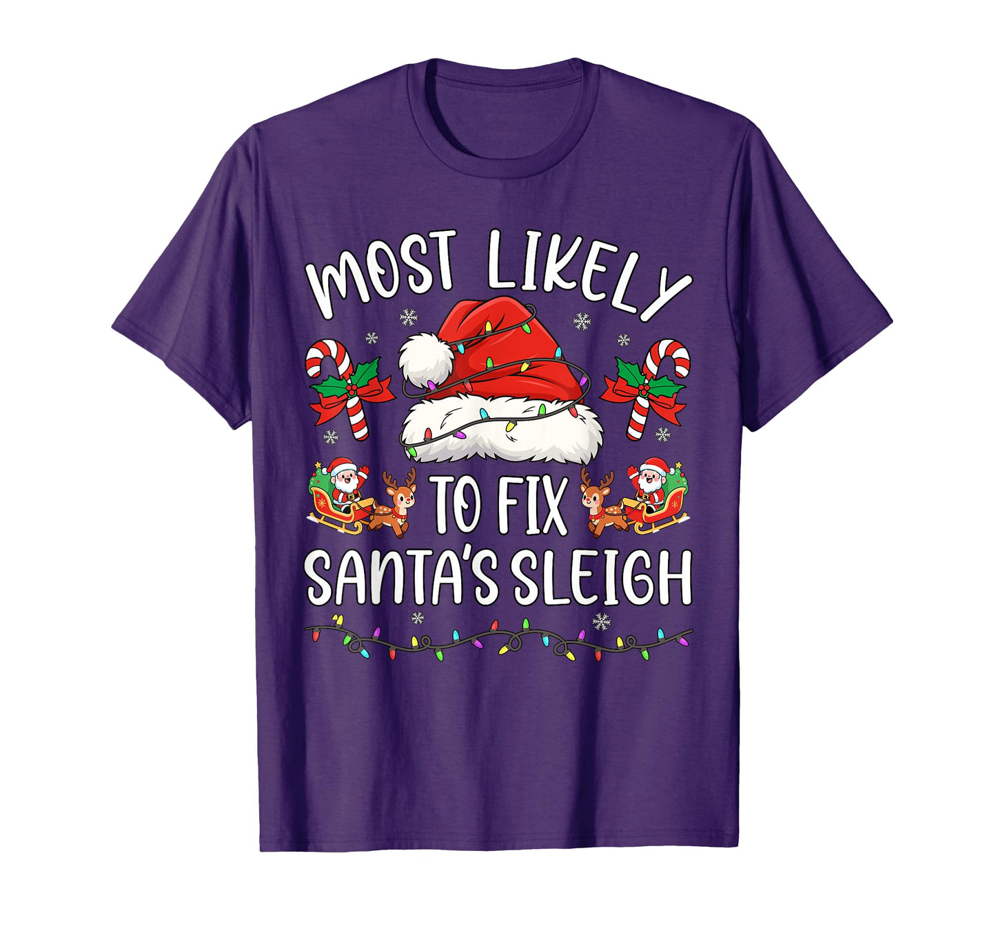 Most Likely to Fix Santa Sleigh Family Matching Christmas T-Shirt
