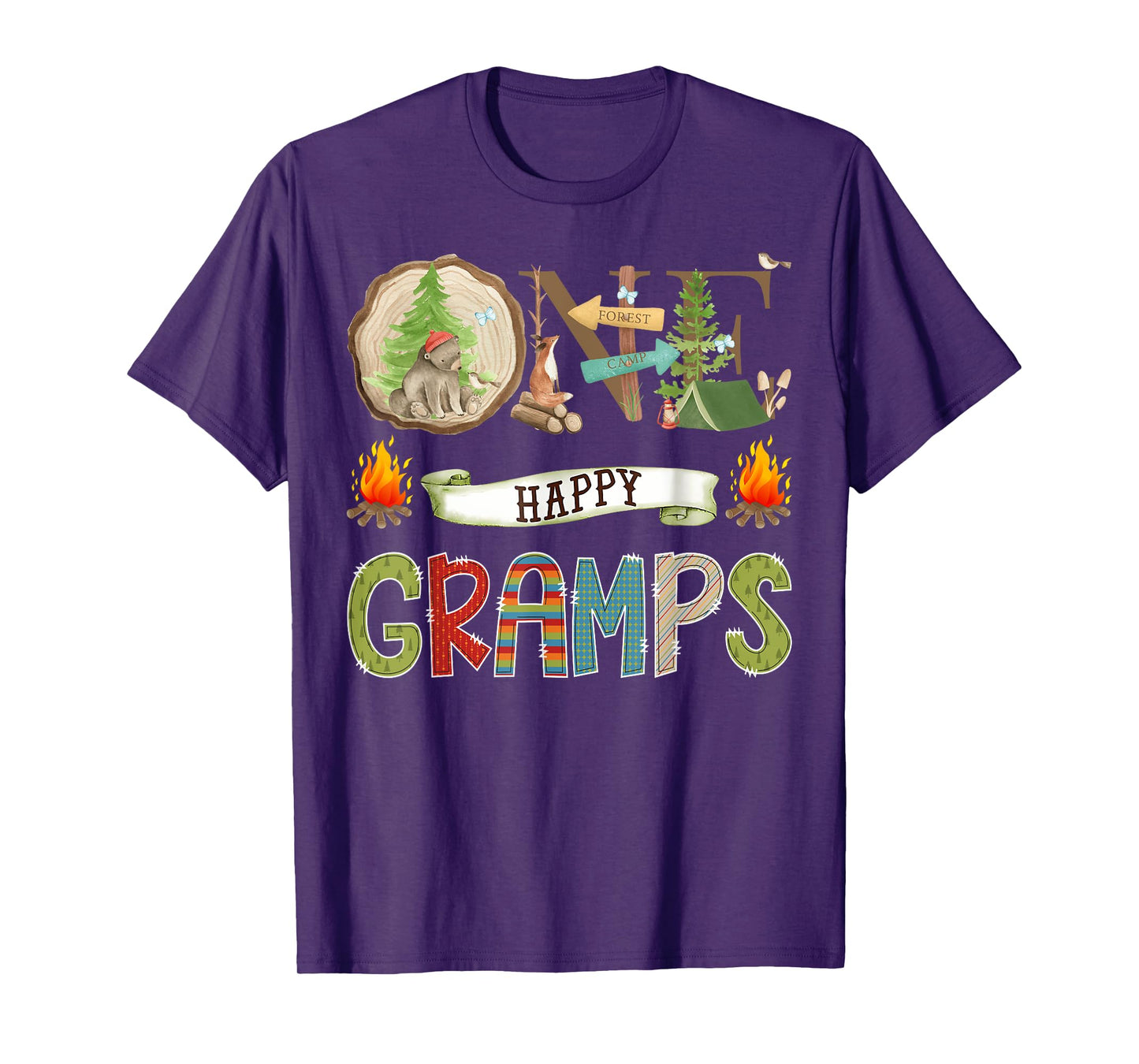 One Happy Gramps Camper 1St Birthday Camping Bear T-Shirt