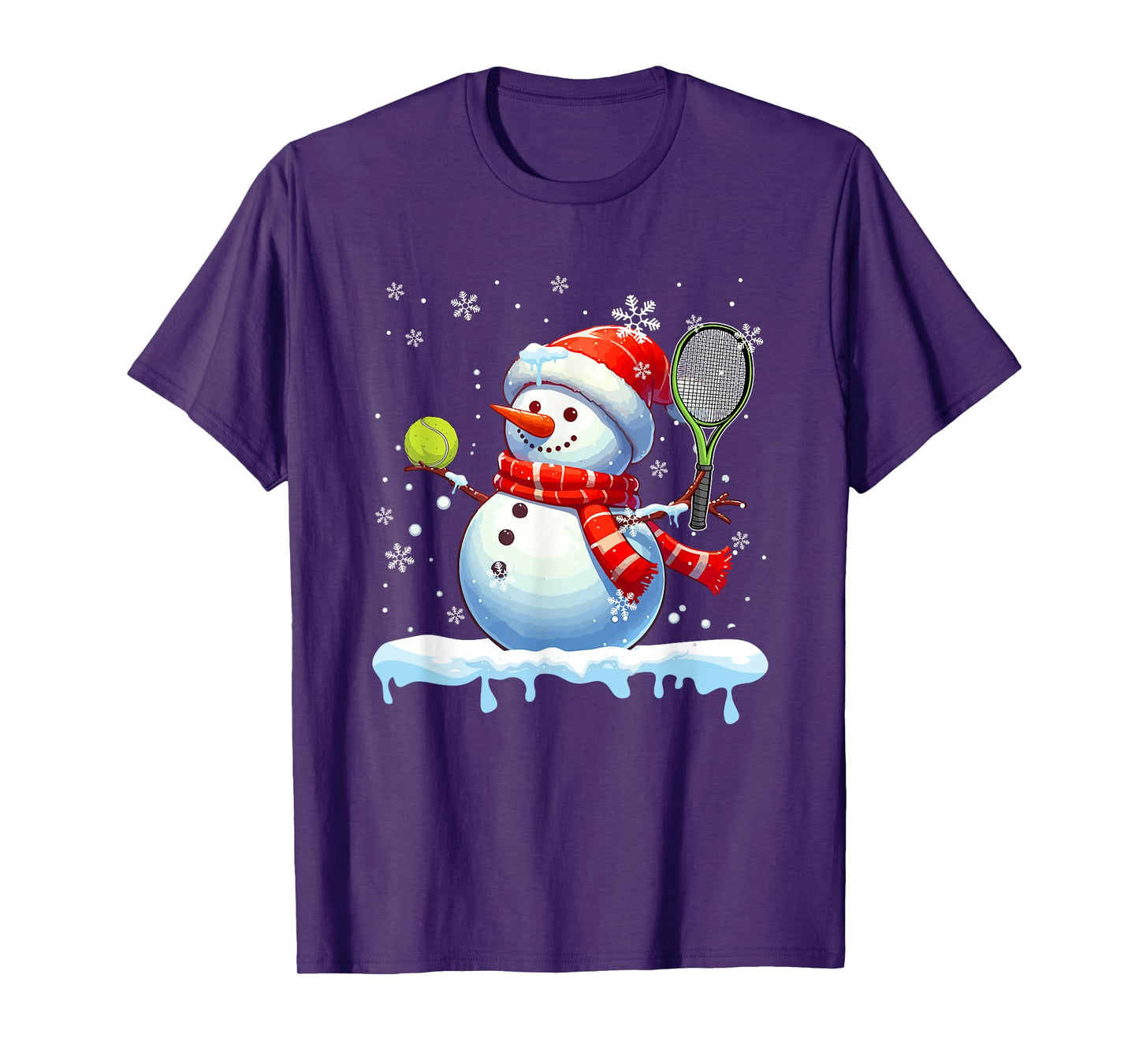 Snowman Playing Tennis Christmas Player Fan Lover Kids T-Shirt