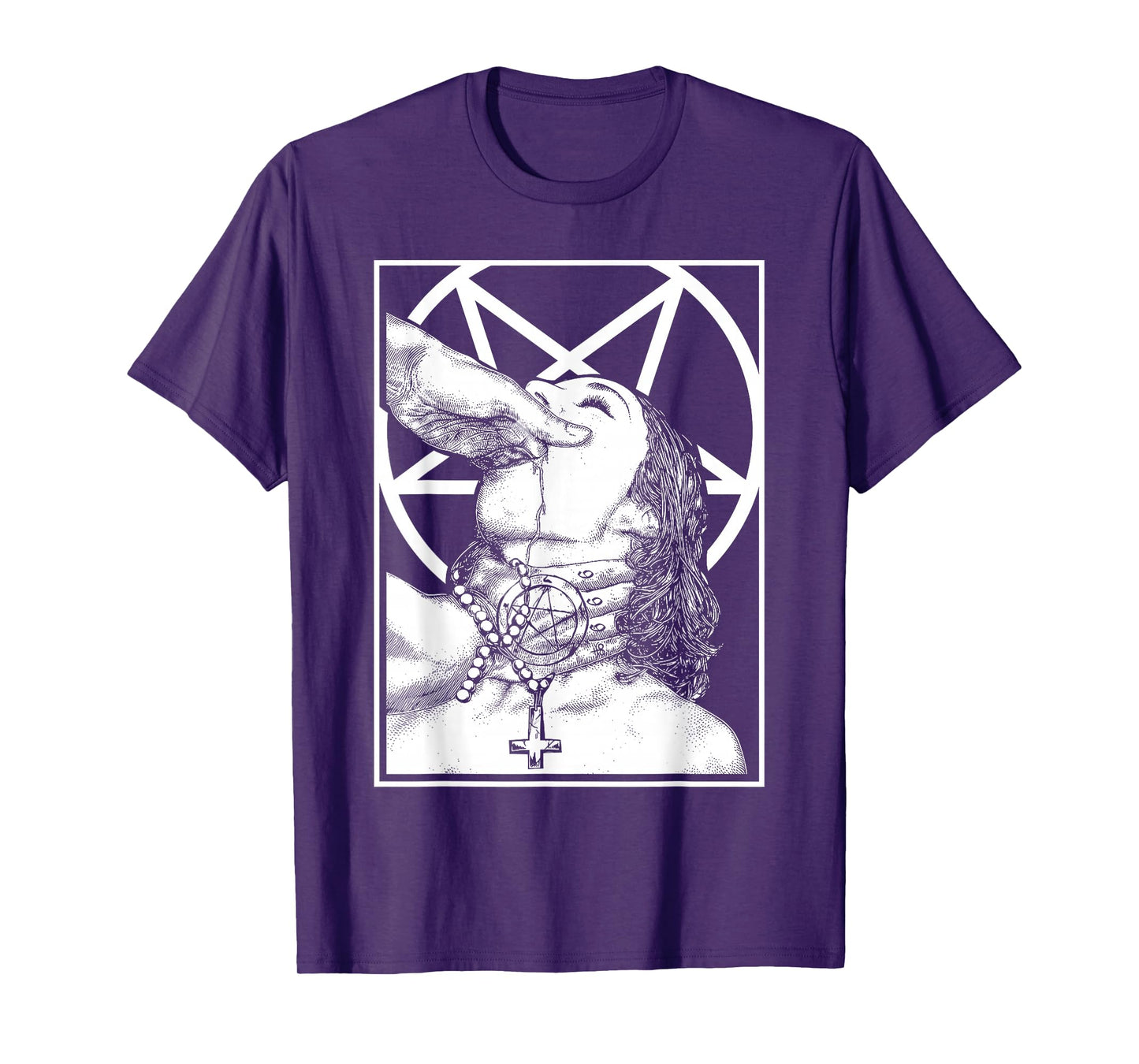 Gothic Choked Up Unholy Nun Satan Baphomet Spooky Halloween T-Shirt