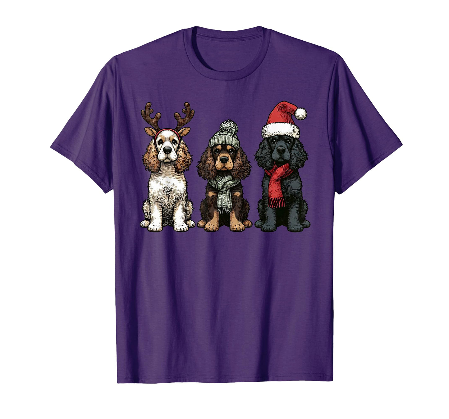 Santa Reindeer Cocker Spaniel Christmas Cocker Lover Pajama T-Shirt