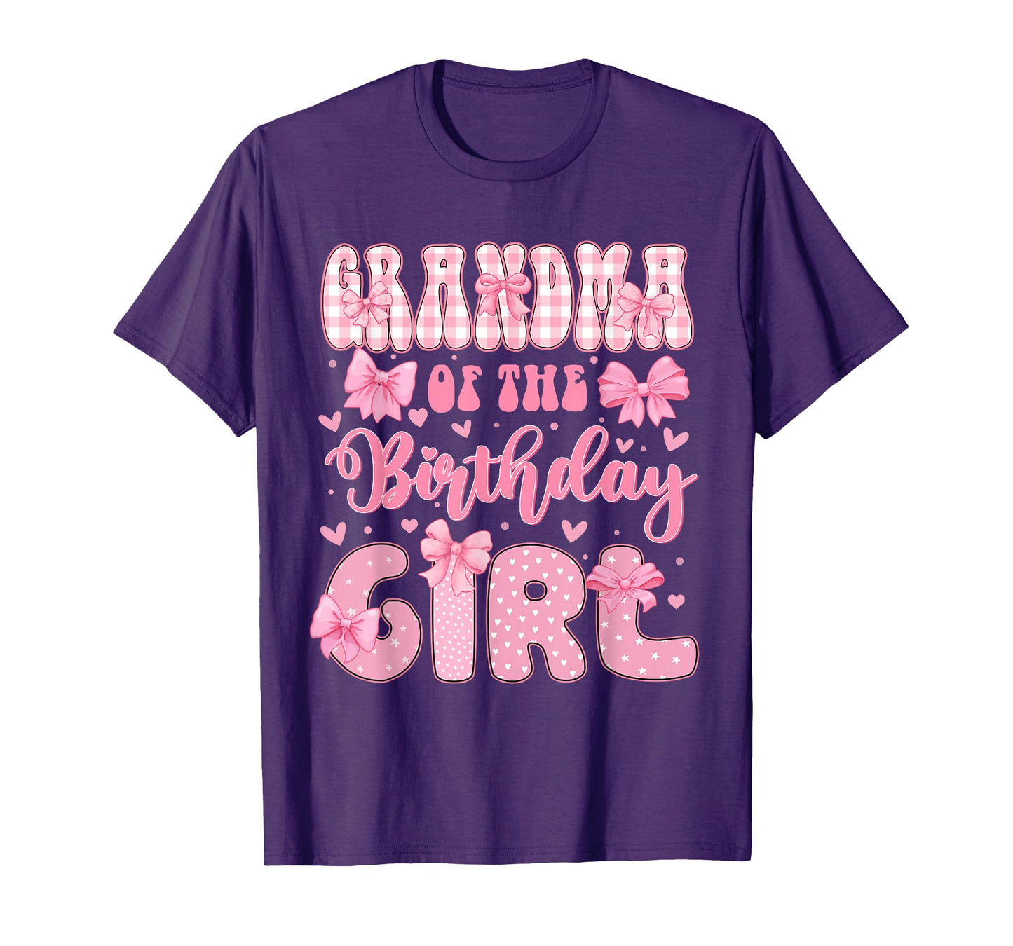 Grandma Of The Birthday Girl Family Pink Coquette Bow Bday T-Shirt