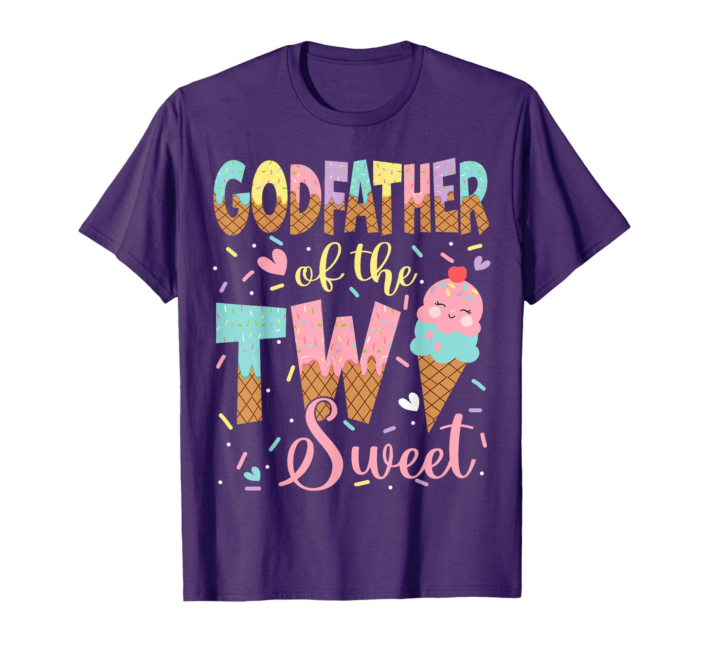GodFather Of The Two Sweet 2Nd Birthday Girl Ice Cream T-Shirt