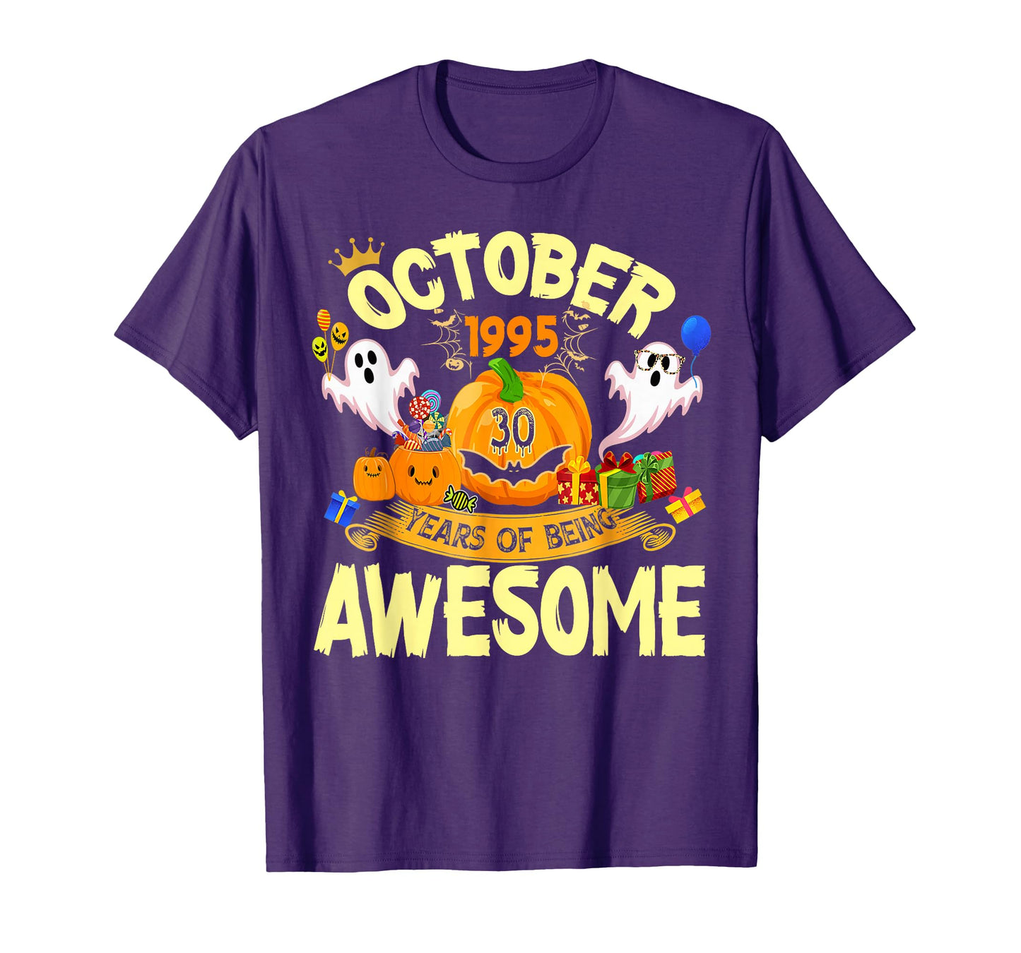October 1995 30 Years of Being Awesome Funny Halloween Bday T-Shirt