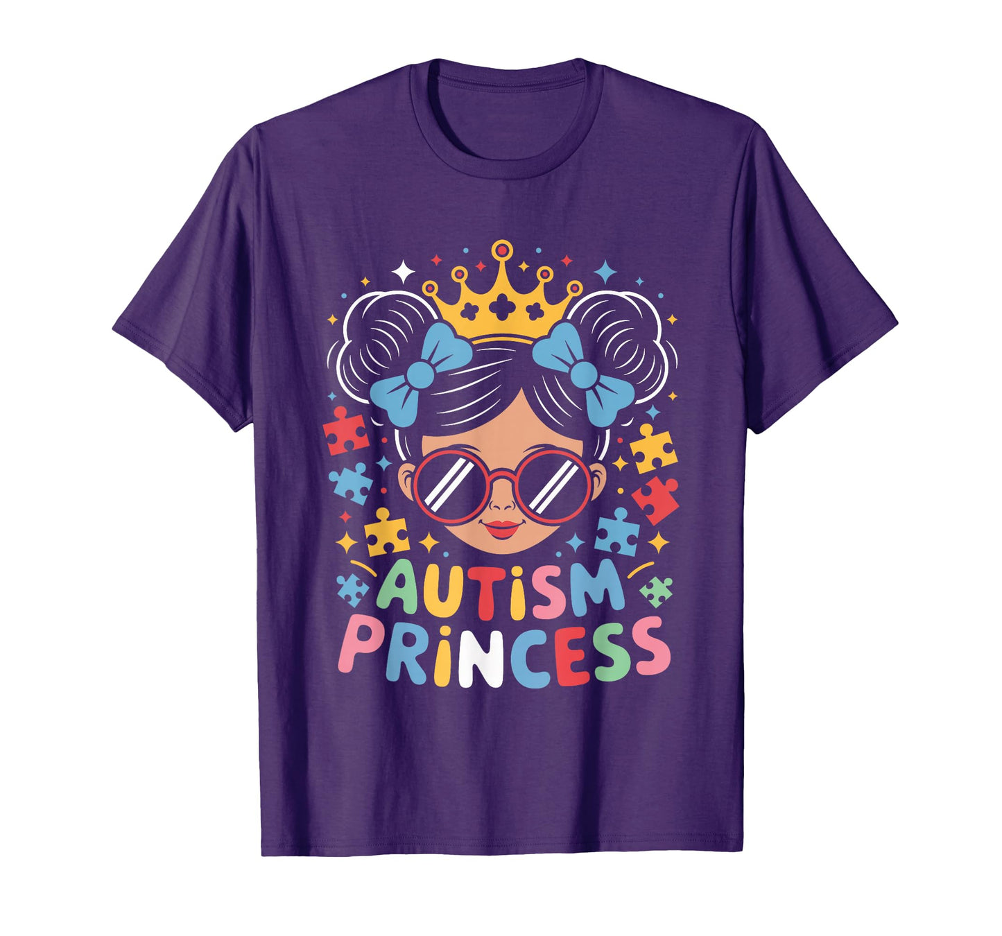 Autism Princess Afro Girls Bow Daughter Autism Awareness T-Shirt