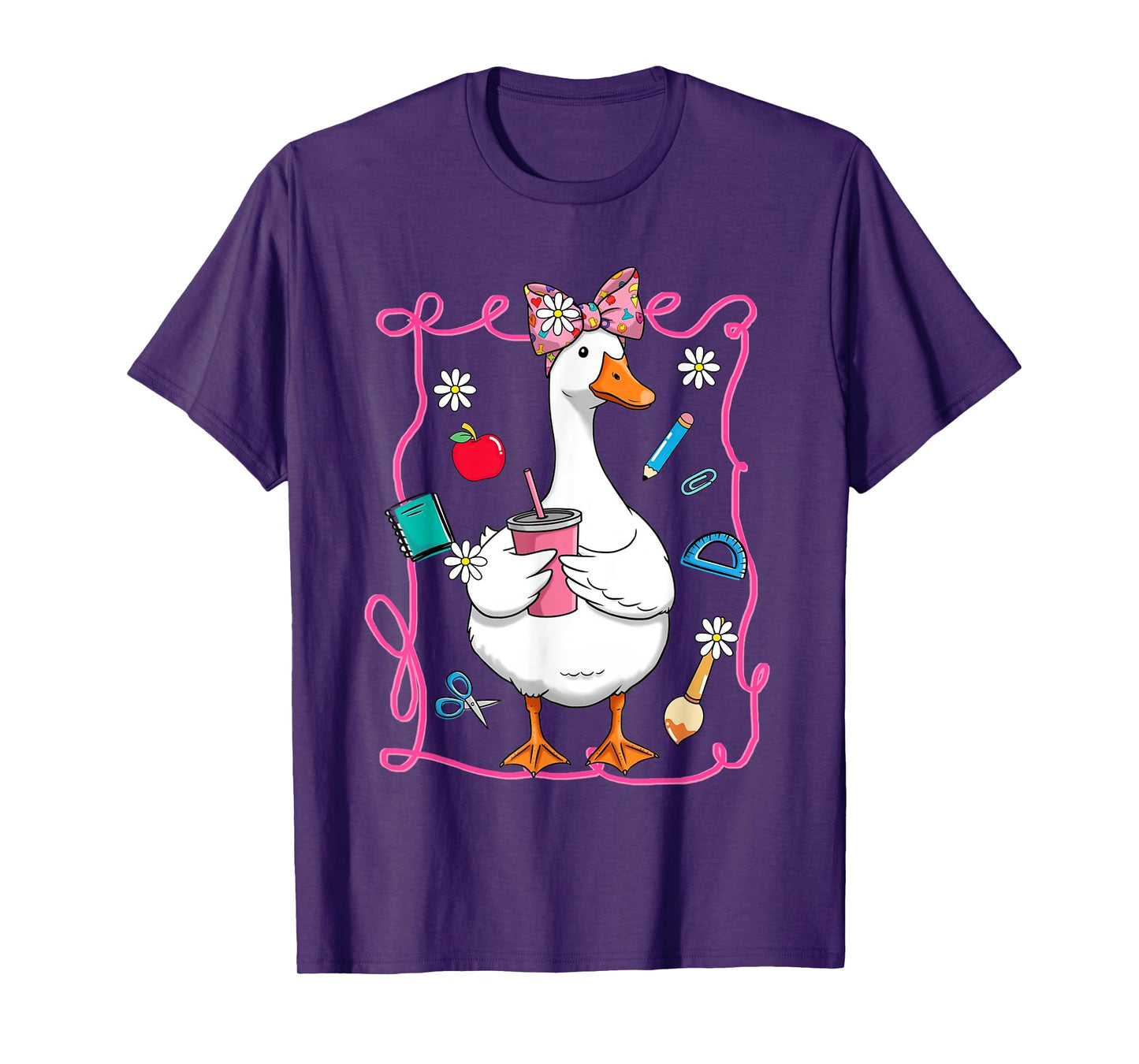 Girly Silly-Goose Teacher Appreciation Coquette Bow Teaching T-Shirt