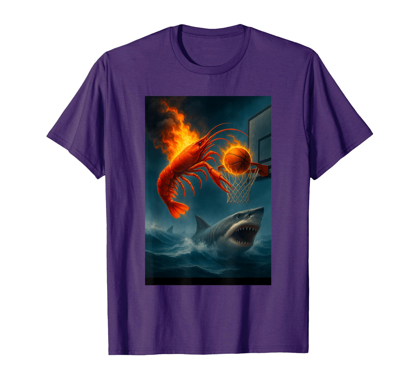 Shrimp Dunking on Shark Funny Fishing Meme T-Shirt
