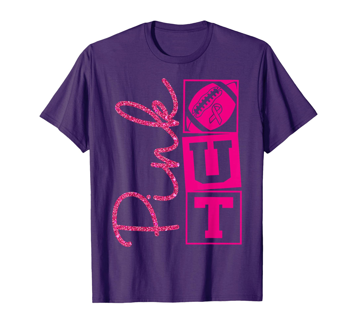 Pink Out Breast Cancer Awareness Football Sports Men Cheer T-Shirt