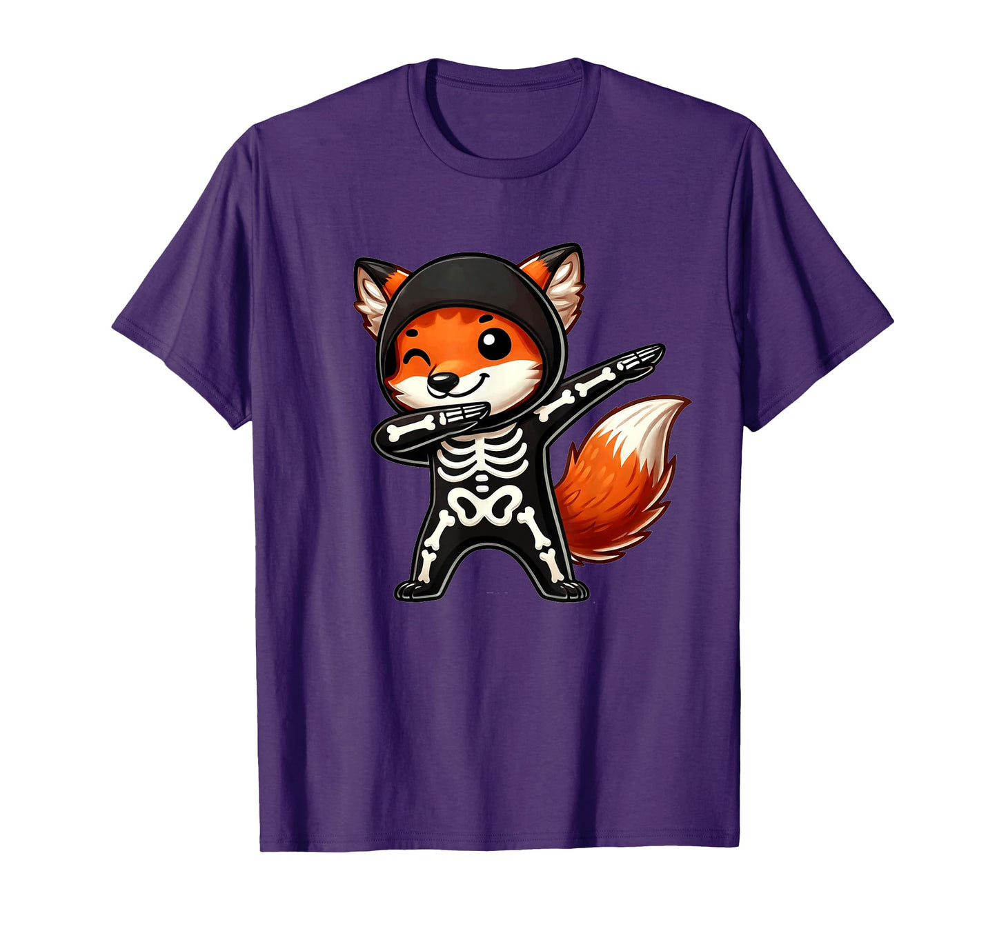 Fox Halloween Skeleton Kids Women Men Fox T-Shirt