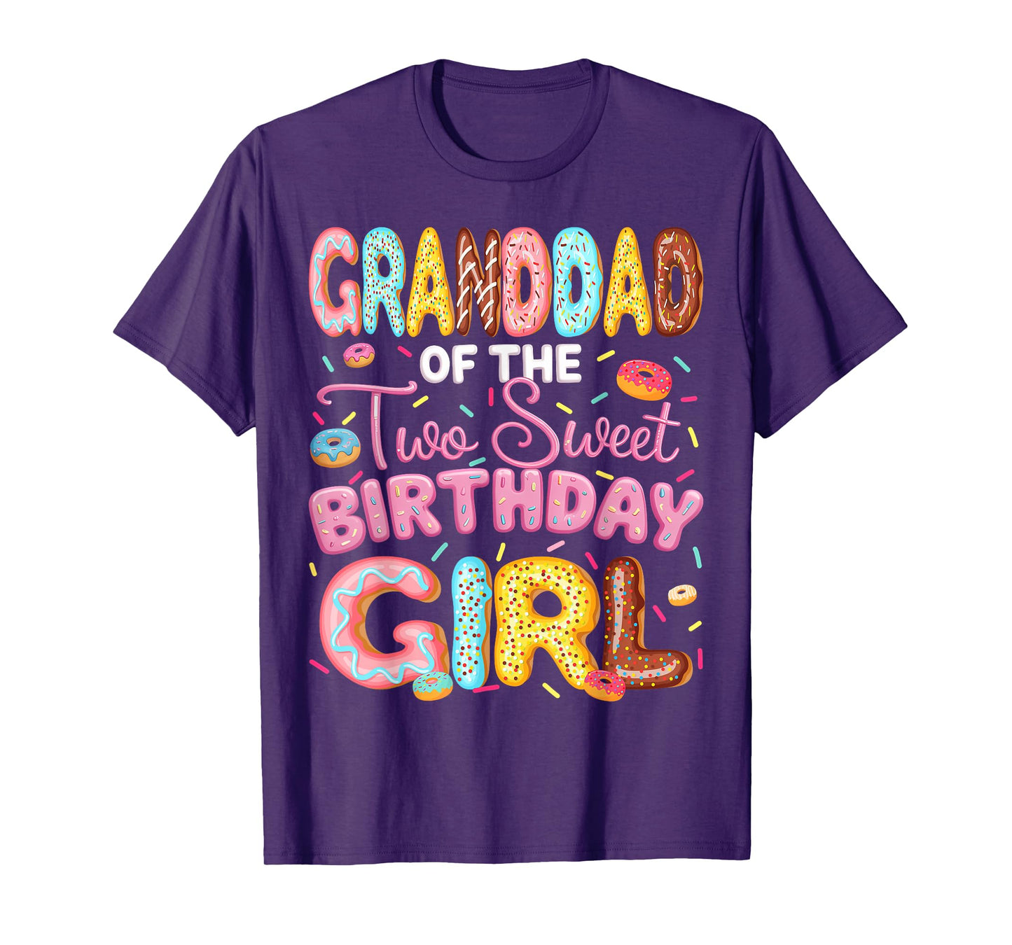 Granddad Of The Two Sweet Birthday Girl Donut 2Nd Birthday T-Shirt