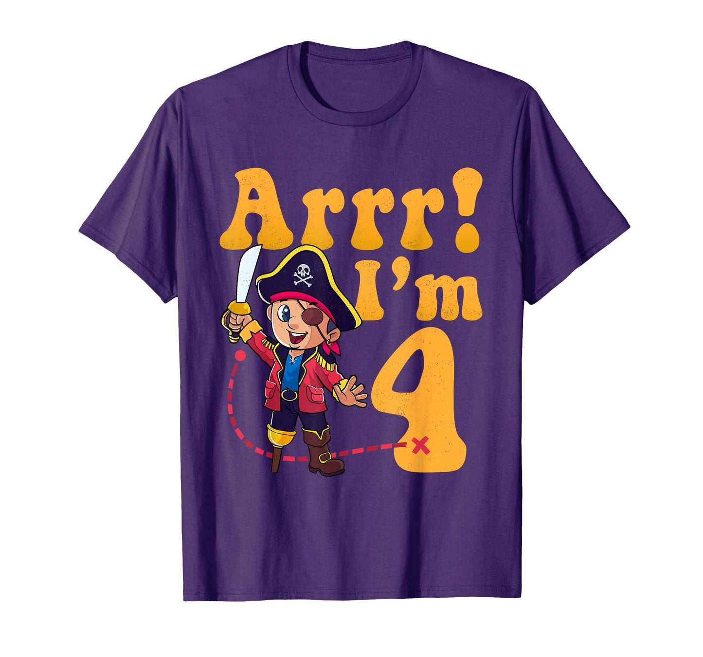 Kids 4th Pirate Birthday Party Arrr I'm 4 Four Years Old T-Shirt