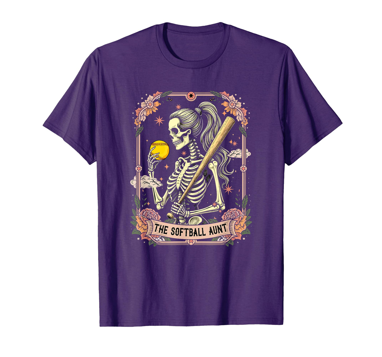 Softball Player Aunt Mother's Day Skeleton Women Family T-Shirt