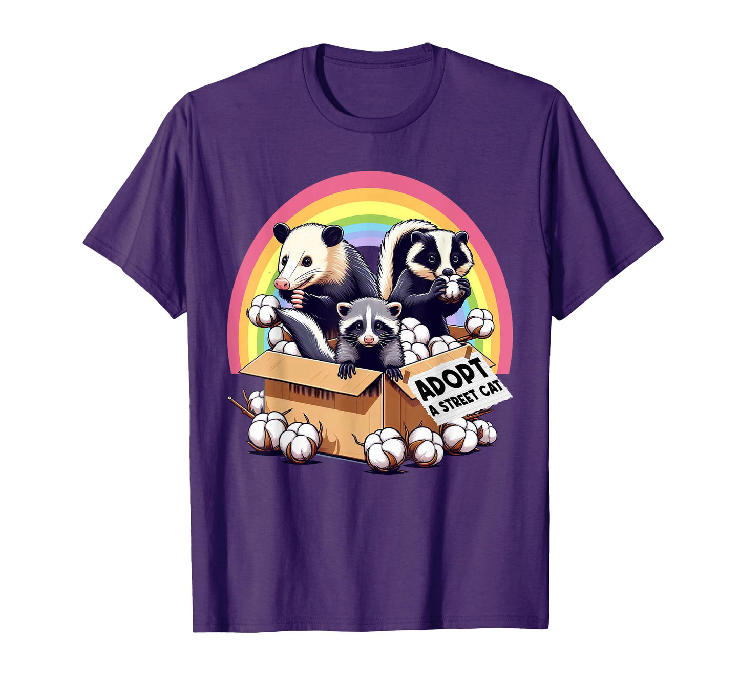 Adopt A Street Cat Funny Opossum Raccoon Skunk Vintage T-Shirt