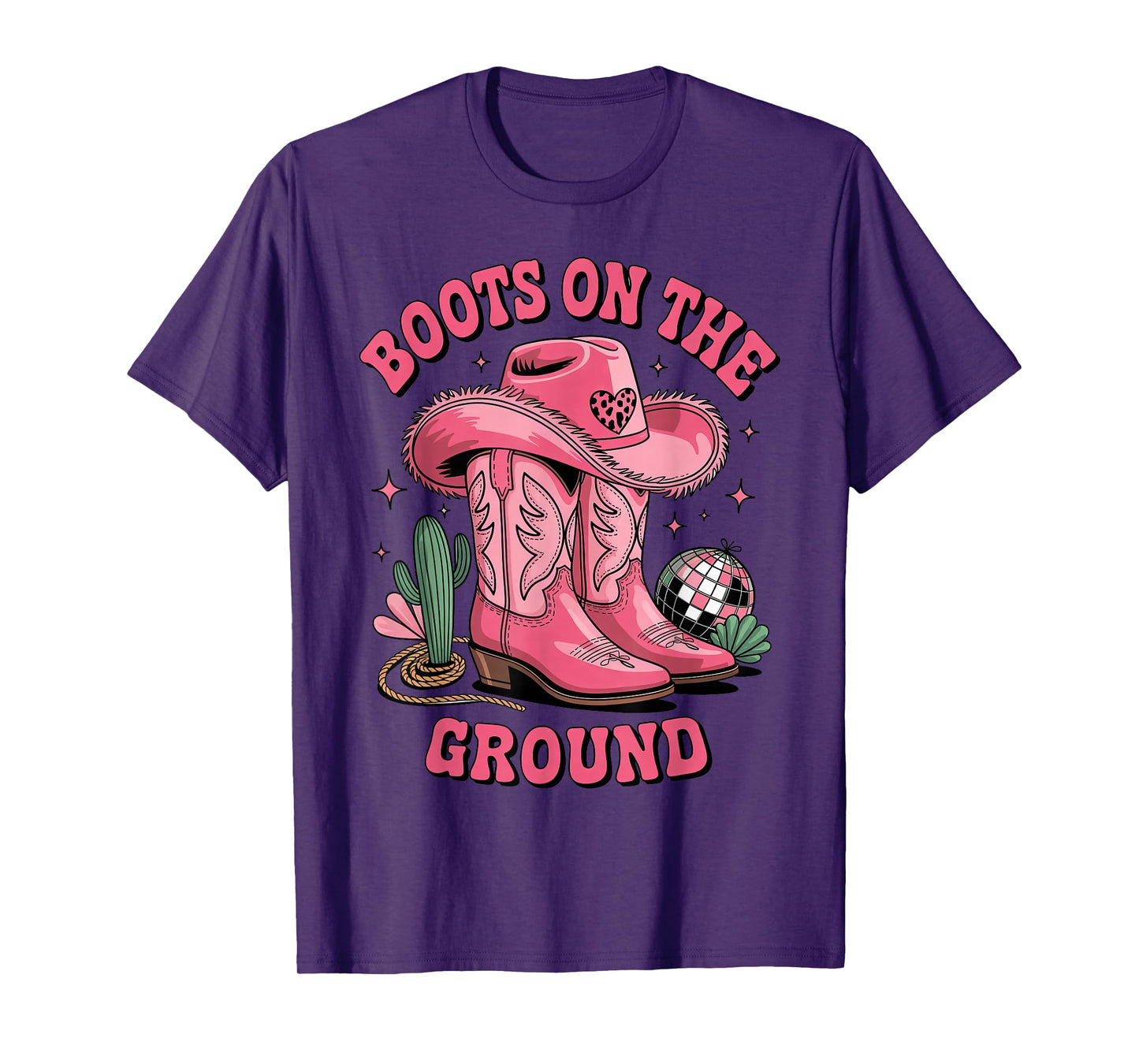 Pink Cowgirl Boots on Ground Retro Western Country Style T-Shirt
