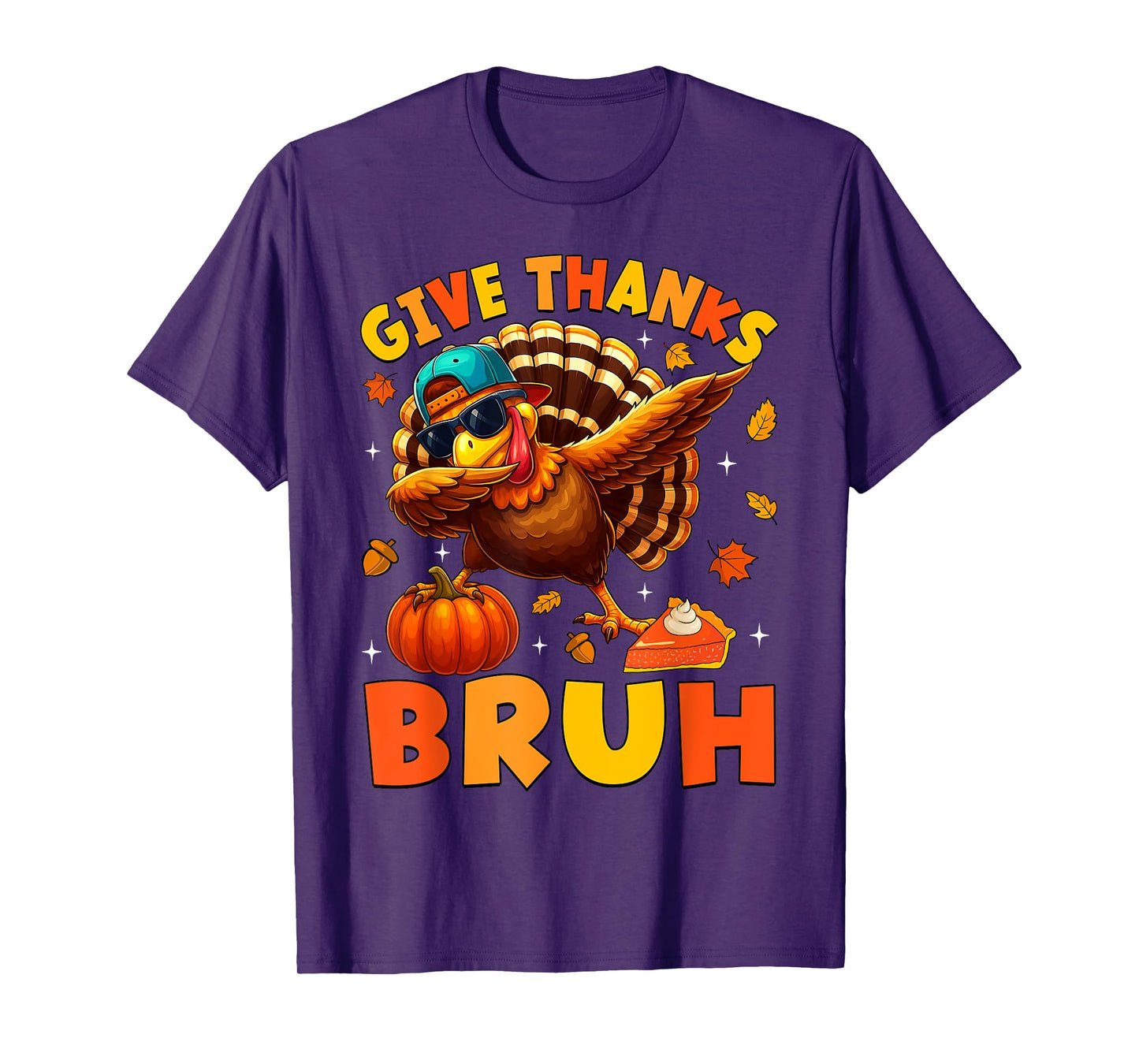 Bruh Give Thanks Funny Dabbing Turkey Thanksgiving Boy Kids T-Shirt