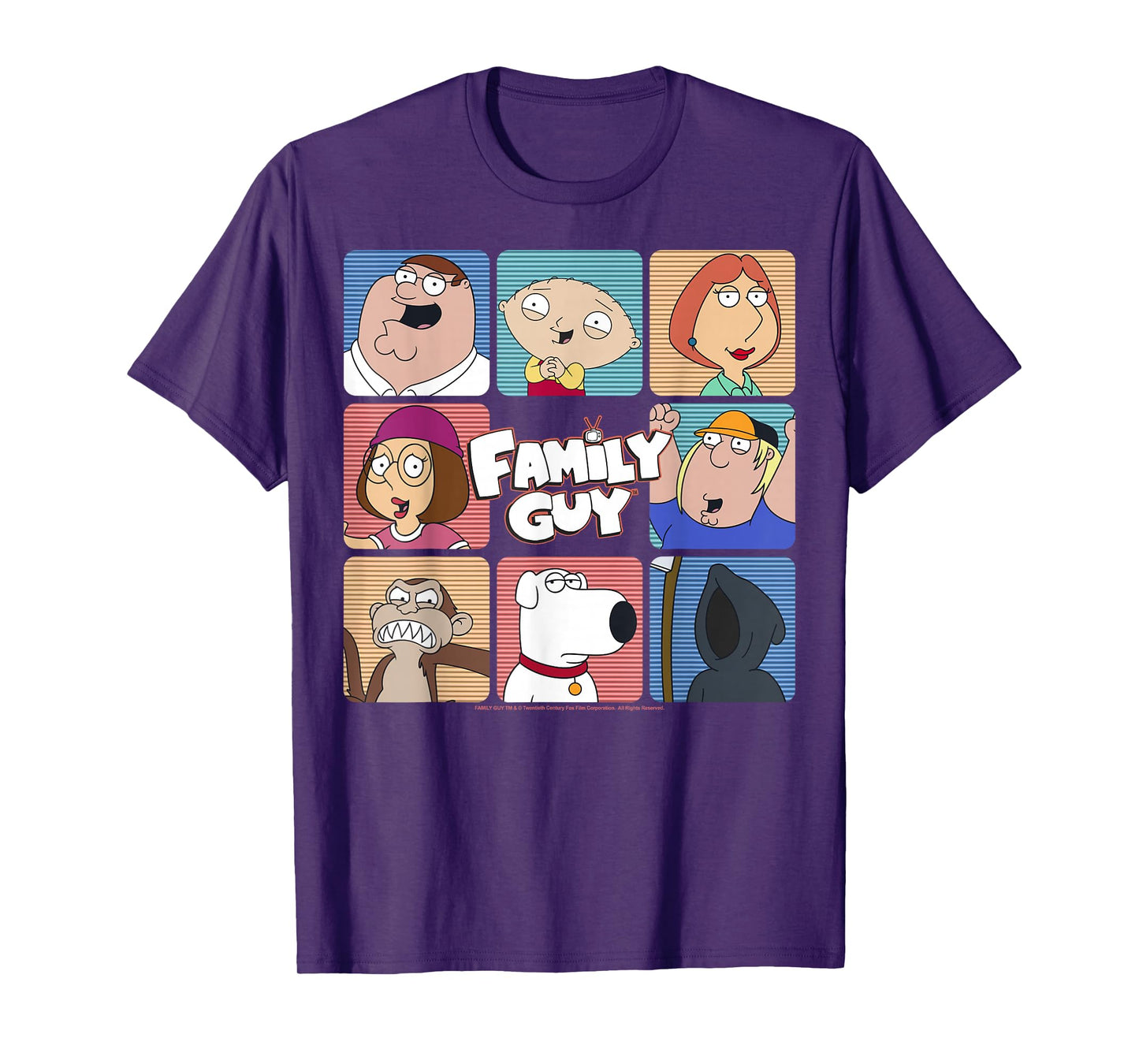 Family Guy Iconic Griffin Family Group Shot Big Chest Panels T-Shirt