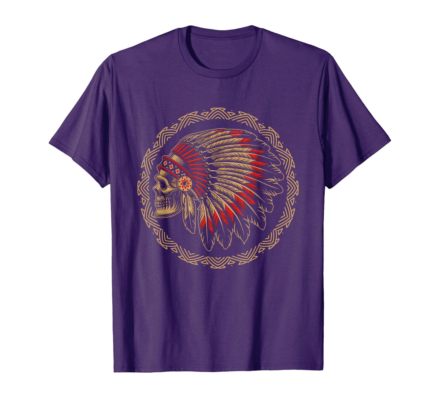Native Indian American Indigenous People Skull Warbonnet T-Shirt