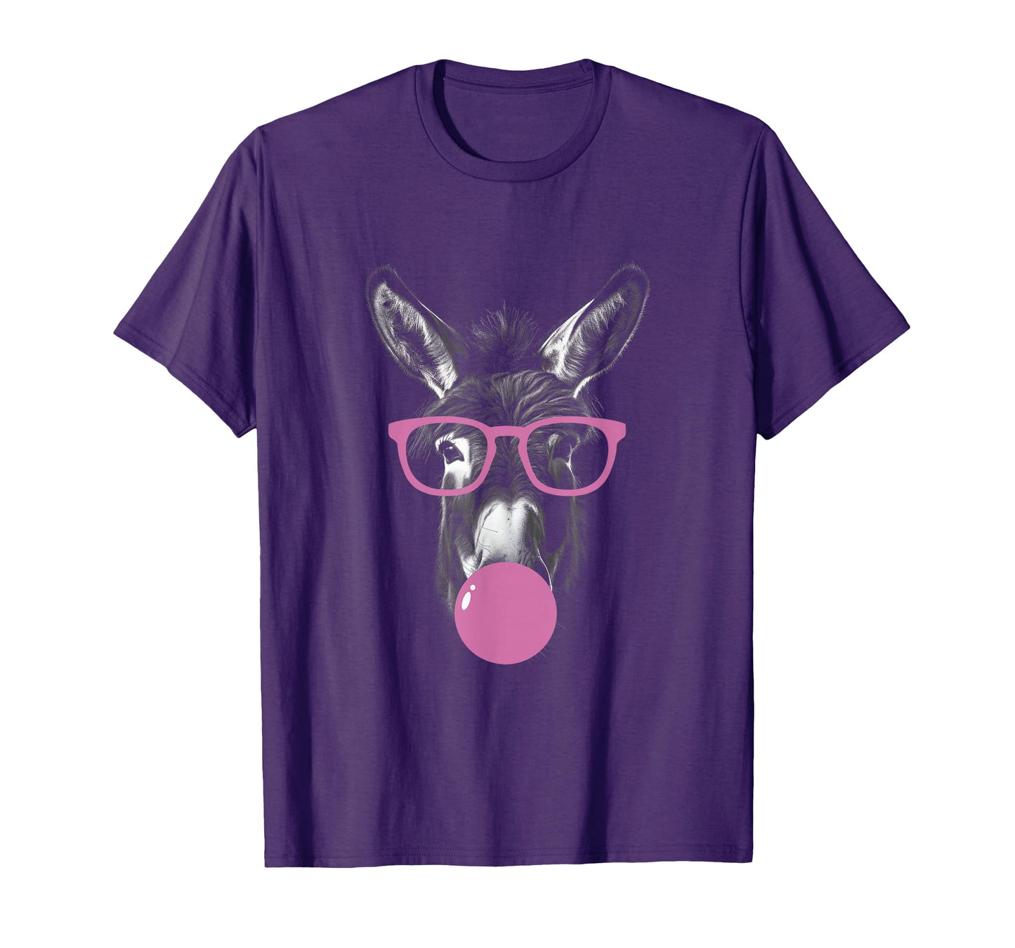 Cool Donkey Face Eating Gum And Makes A Bubble Cute Donkey T-Shirt