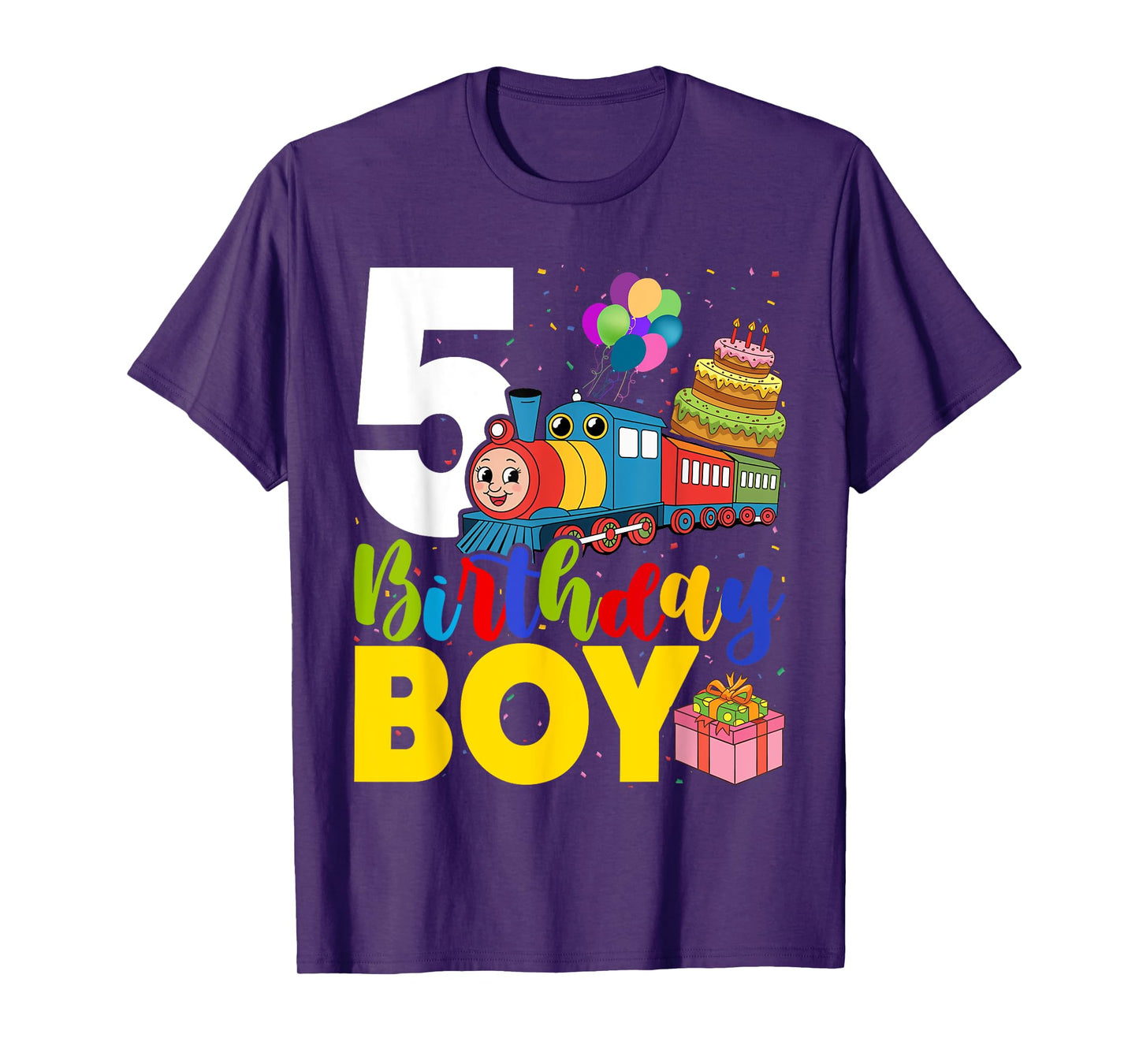 Kids 5th Birthday Train Boys 5 Years Old I'm Five T-Shirt