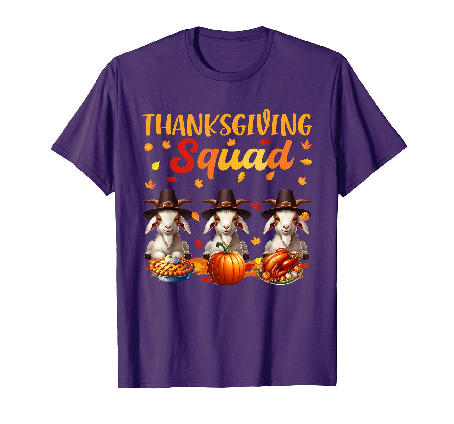 Thanksgiving Squad Three Cute Goats Costume Autumn Farmer T-Shirt