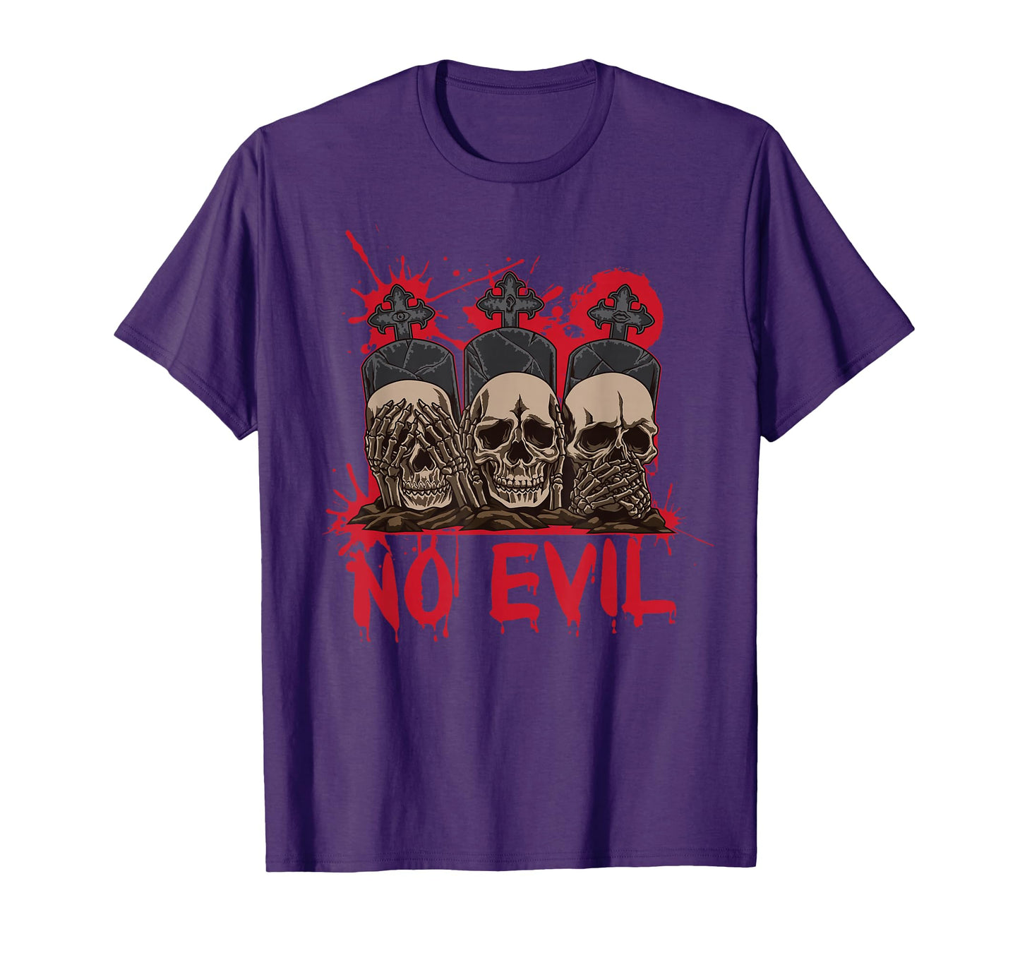 See Speak Hear No Evil Skulls Halloween Bloody Damage T-Shirt