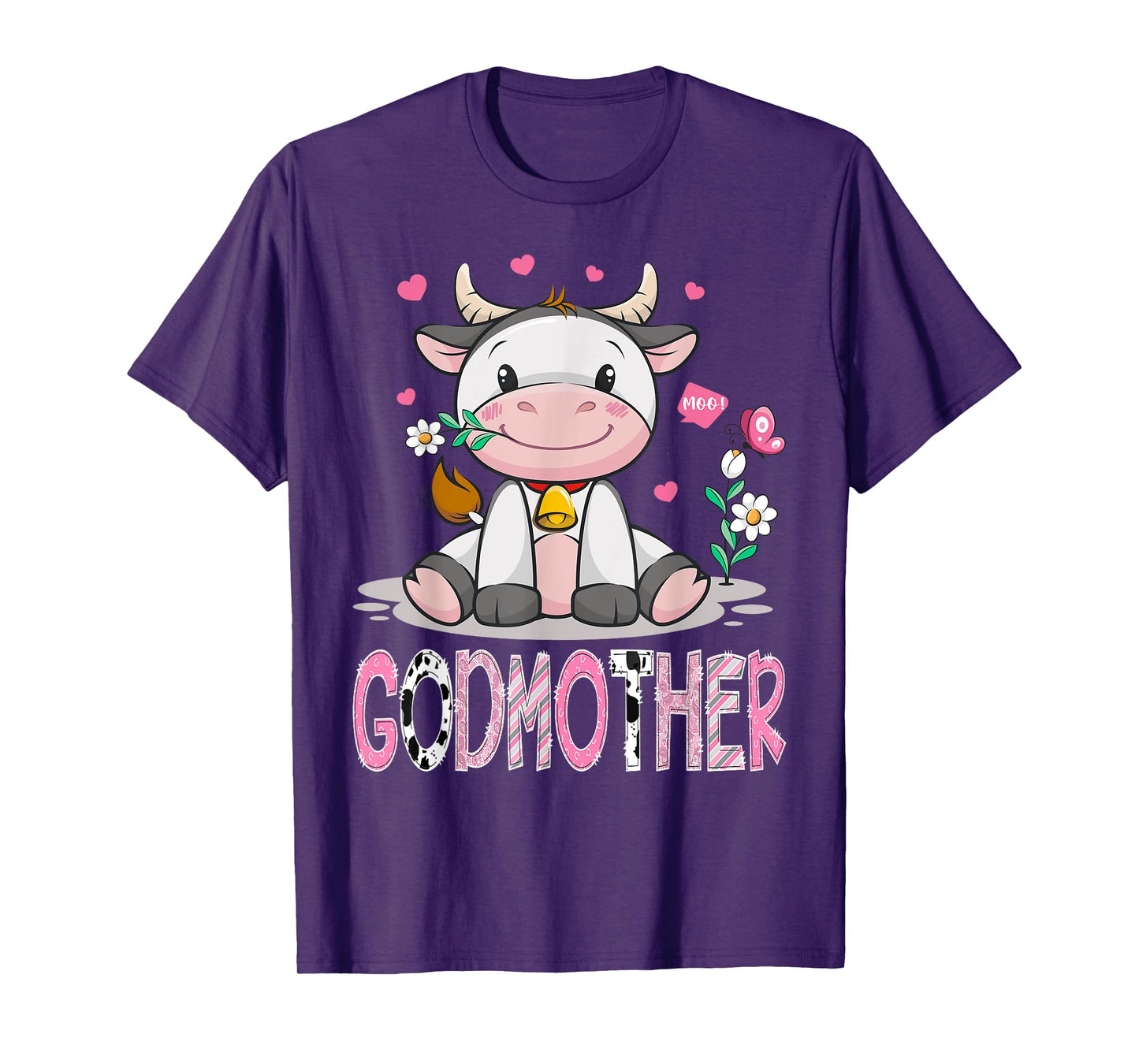 GodMother Cute Cow Moo Farmer Birthday Family Matching T-Shirt