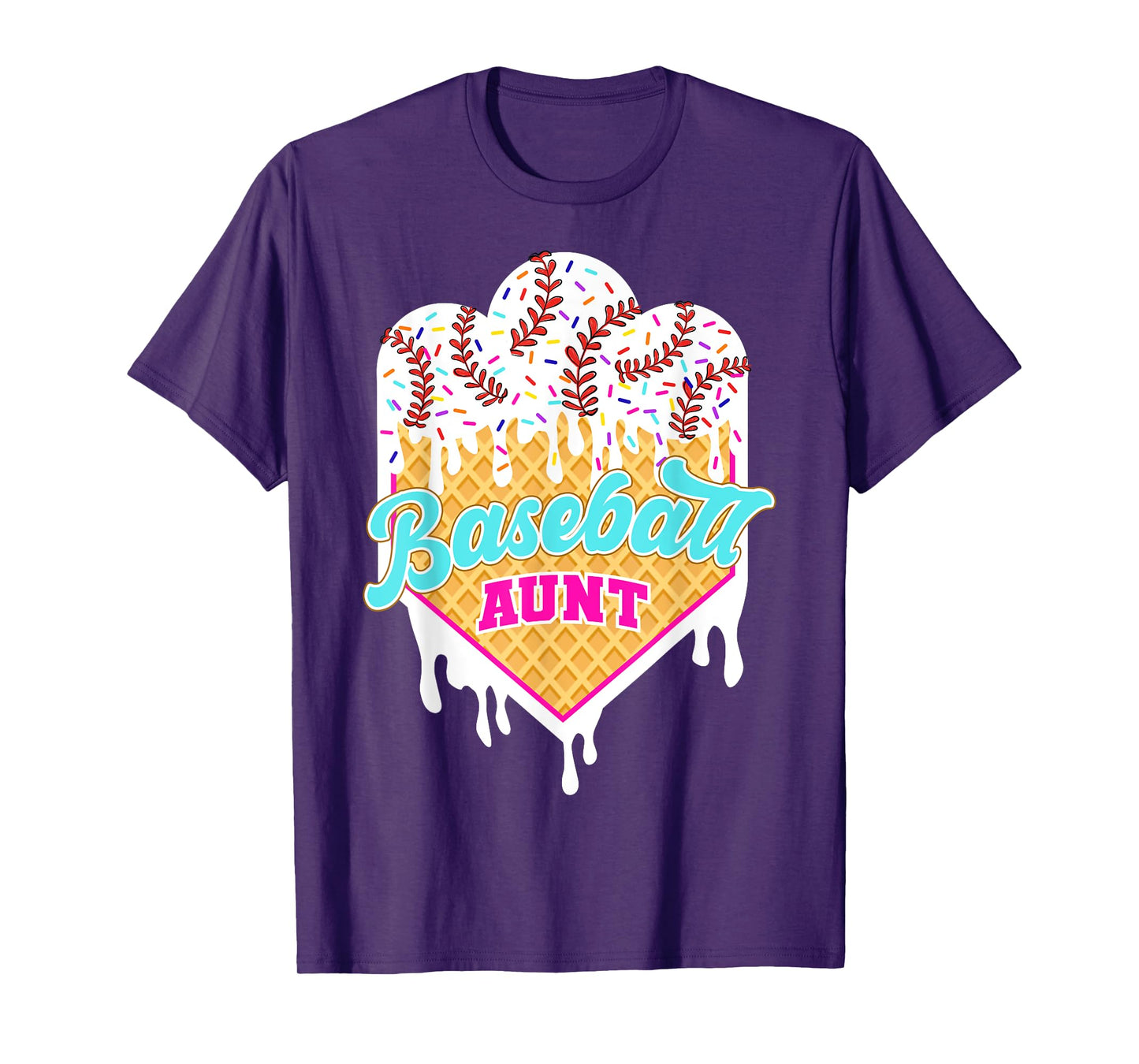 Baseball Aunt Ice Cream Drip Sweet Baseball Game Day Sport T-Shirt
