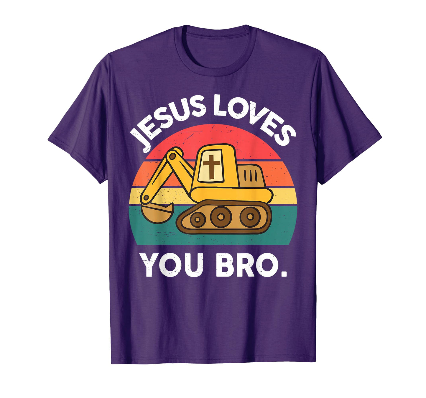 Kid Jesus Love You Bro Funny Christian Boy Toddler Excavator T-Shirt
