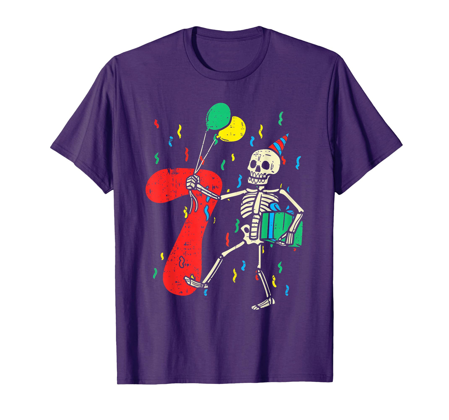 My 7th Birthday Skeleton Halloween 7 Year Old Funny Gift T-Shirt