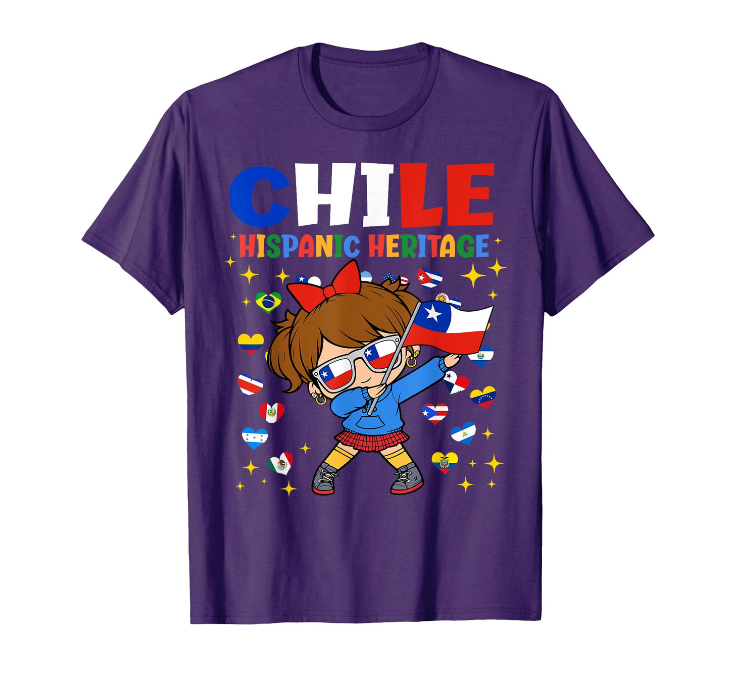 Hispanic Heritage Month Chile Flag Chilean Girl Kids T-Shirt