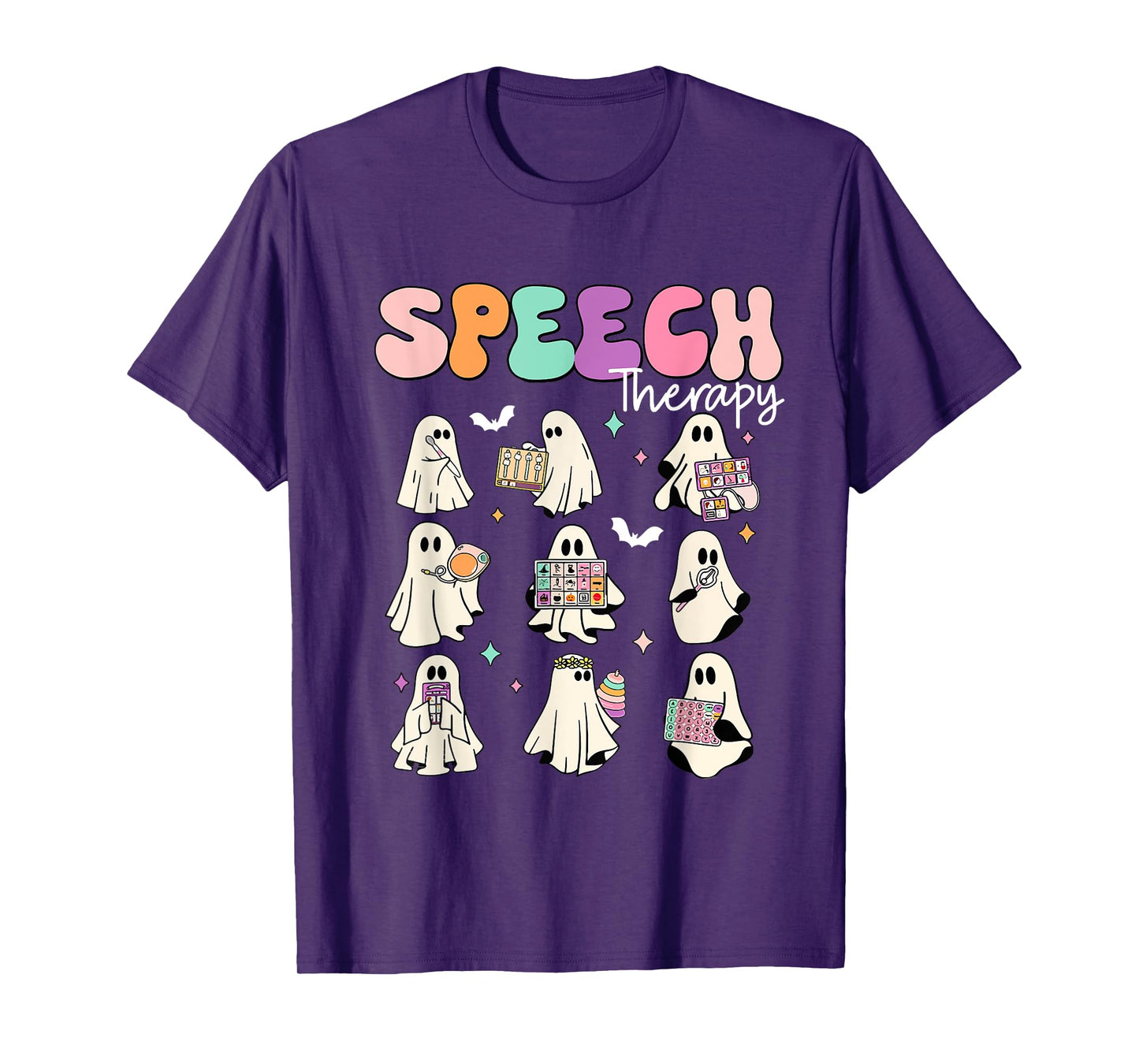 Retro SLP Ghost Halloween Speech Therapy Autumn Fall T-Shirt