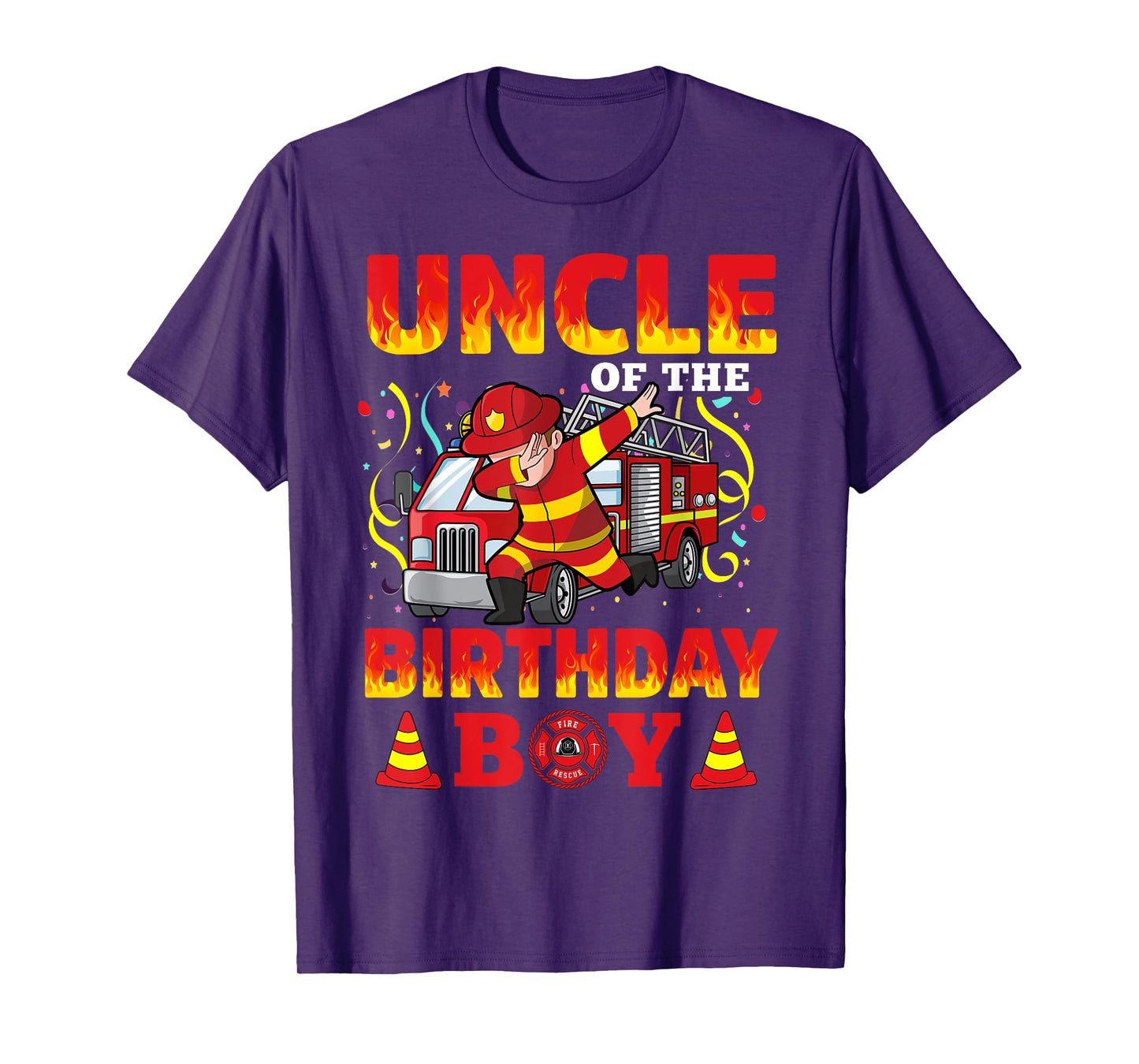 Uncle Of The Birthday Boy Fire Truck Firefighter Boys T-Shirt