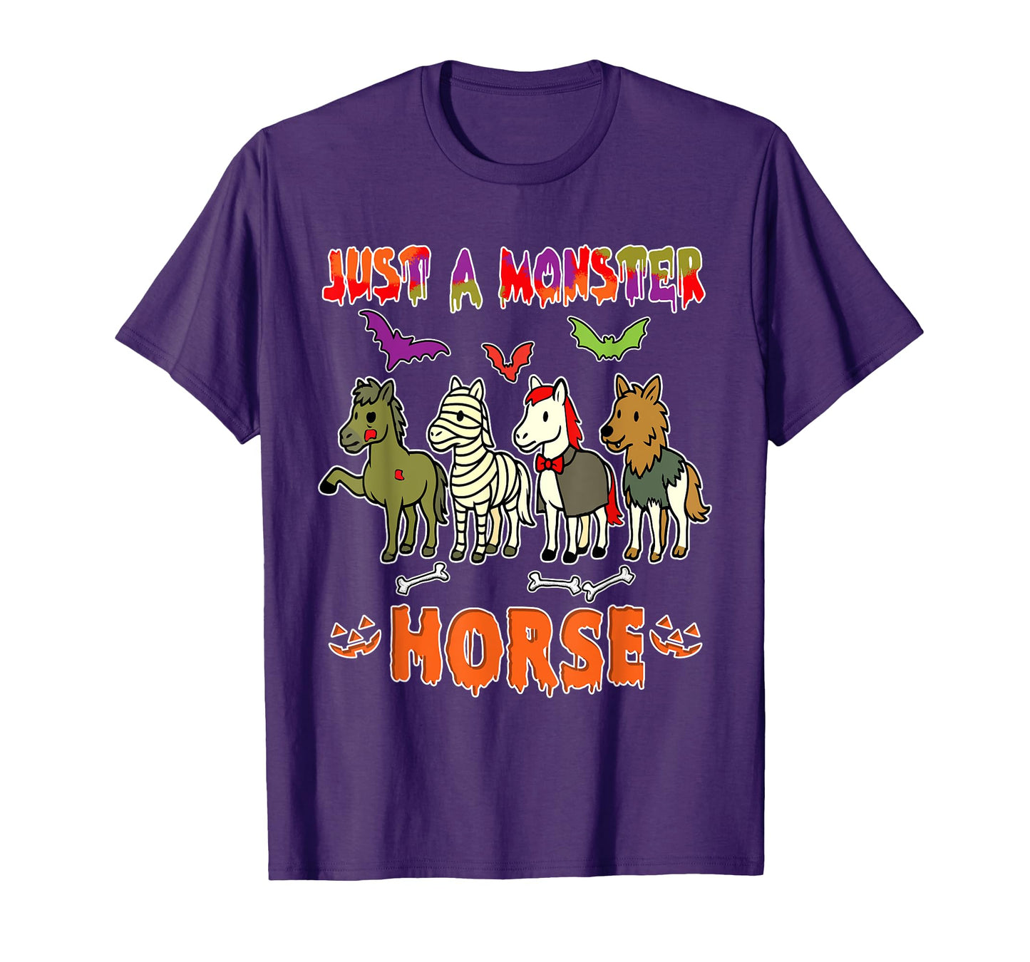 A Monster Halloween Group Horses Cosplay Zombies Mummies T-Shirt