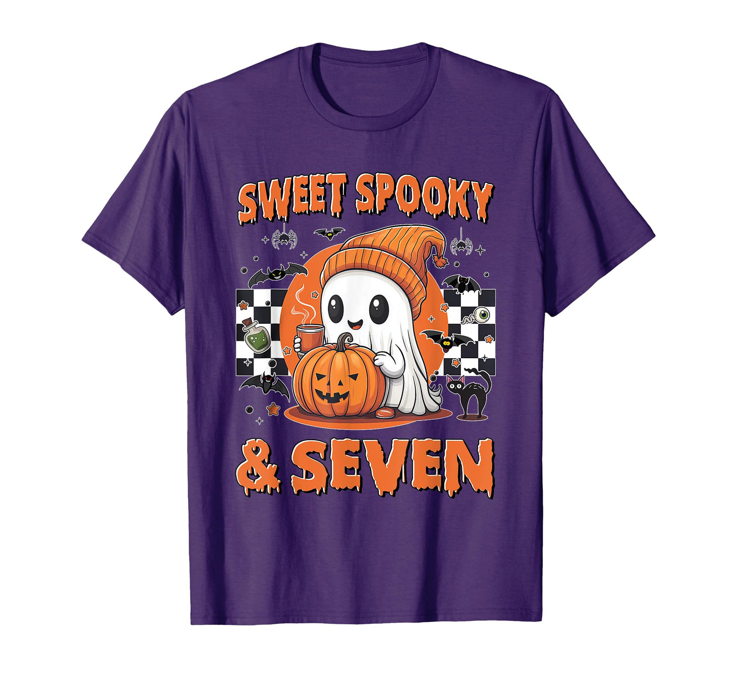 7th Birthday Sweet Spooky & Seven Cute Ghost 7 Years Old T-Shirt