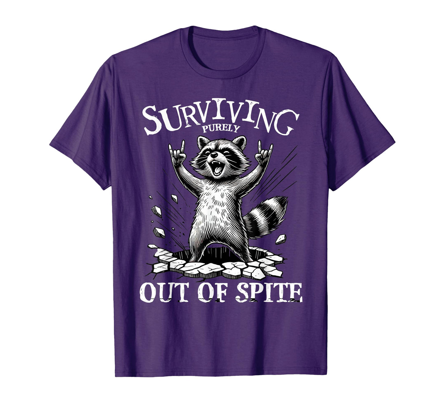 Surviving Purely Out of Spite Angry Raccoon Design T-Shirt