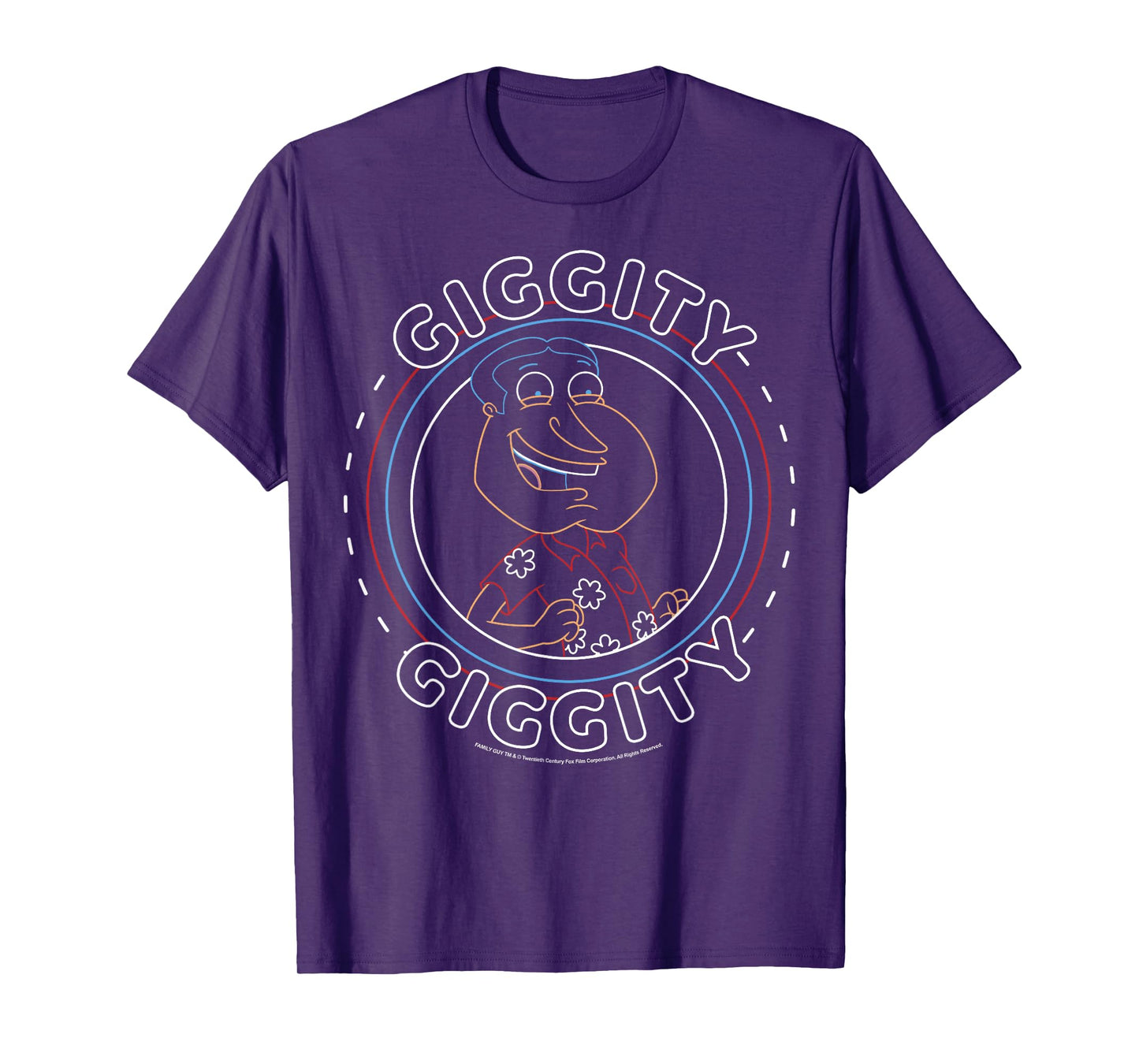 Family Guy Giggity Giggity Neon Outline Big Chest Round Logo T-Shirt