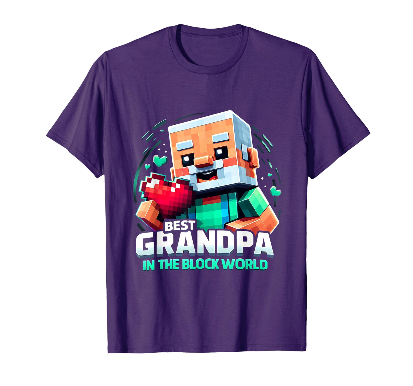 Best Grandpa in the Block World Pixel Gaming Father Day T-Shirt